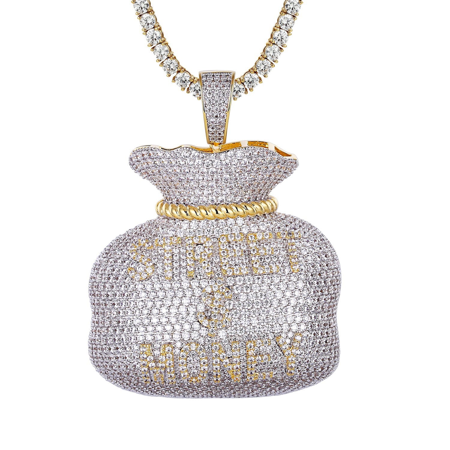 3D Street Money Dollar Bag Pendant for Men - Hip Hop Fashion Accessory - Perfect for Rappers, Streetwear & Urban Style Lovers