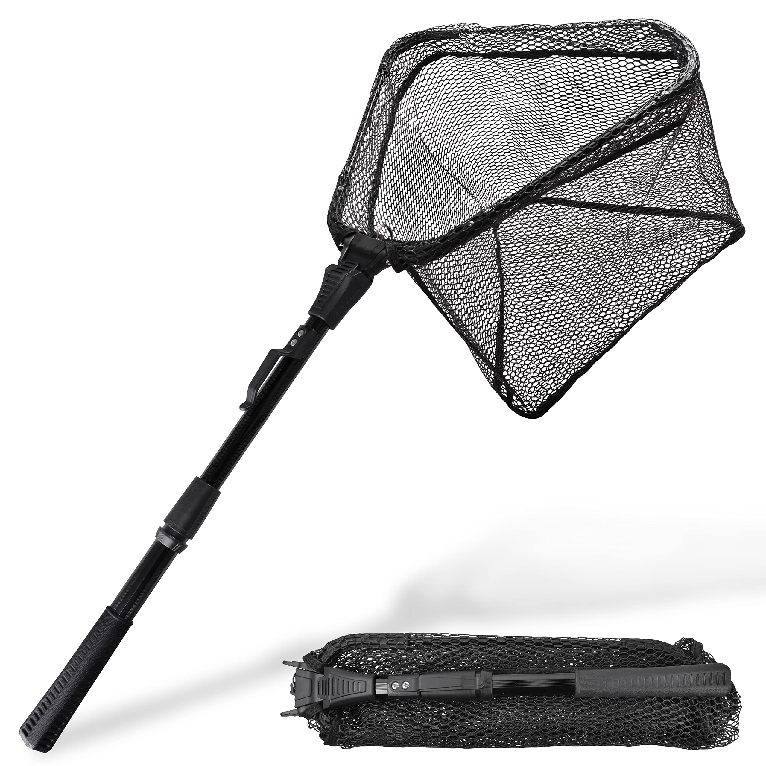 **Collapsible Telescopic Fishing Net with Nylon Mesh - Portable Landing Net for Saltwater & Freshwater Fishing - Ideal for Kids, Men & Women - Perfect for Boat, Shore & Kayak Fishing**