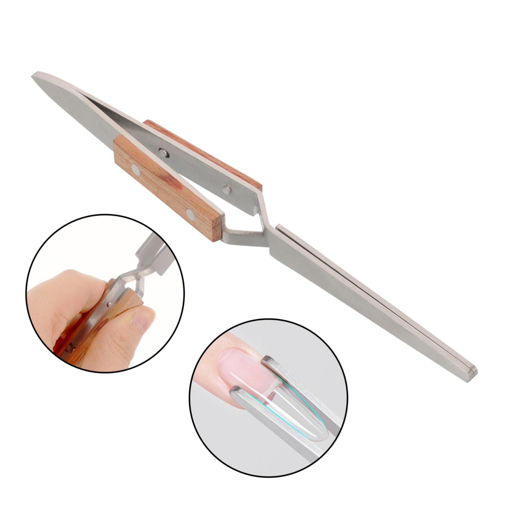 Professional Metal Nail Shaping Tweezers - Manicure Tools for Nail Art, Clipping & Shaping - Durable Stainless Steel Nail Clippers with Wooden Handle - Perfect for DIY Nail Care, Salon & Home Use