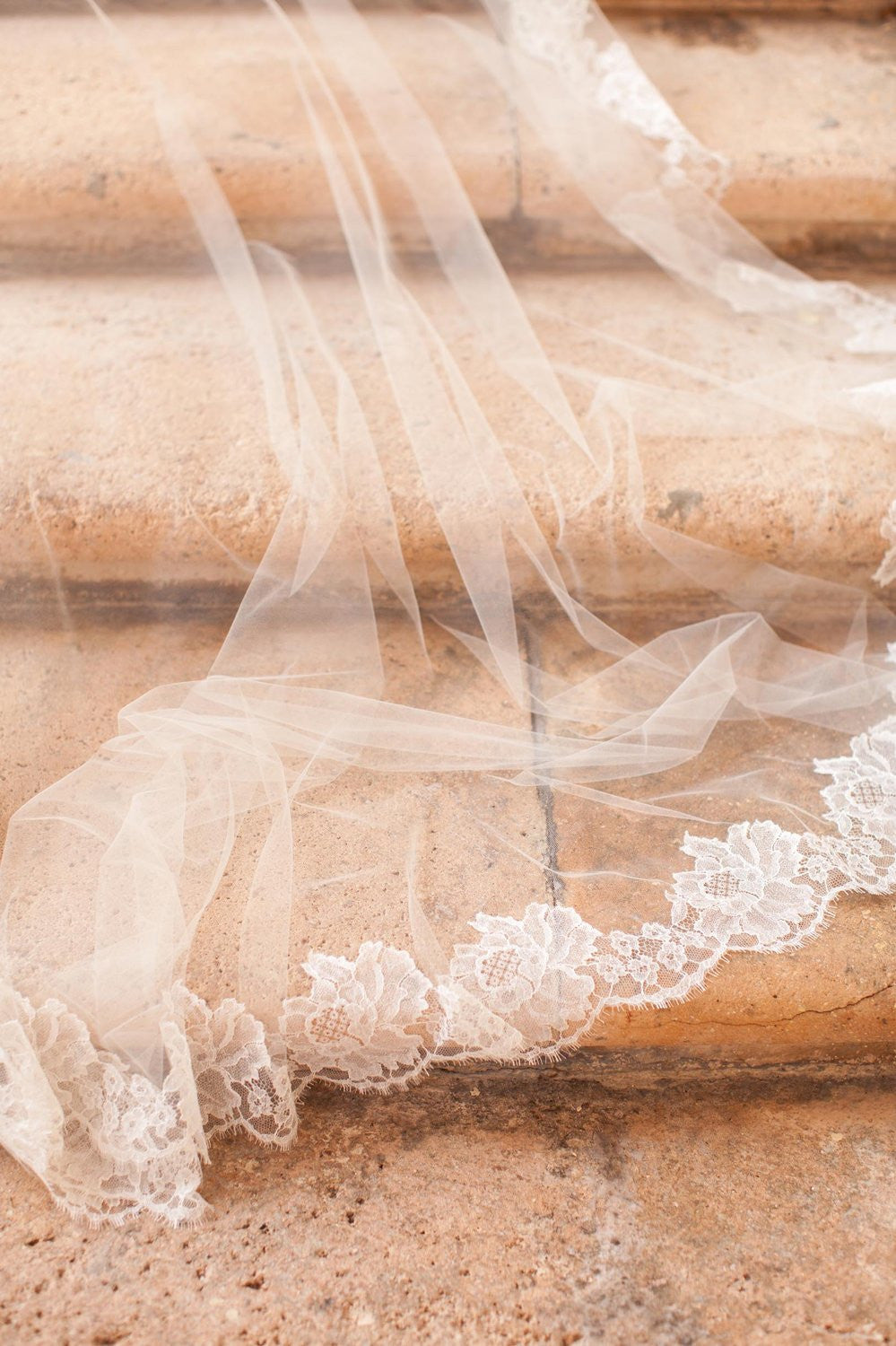 Roseline French Lace Cathedral Length Wedding Veil - Ivory or Off White Bridal Accessory for Church Ceremony & Formal Wedding Photos