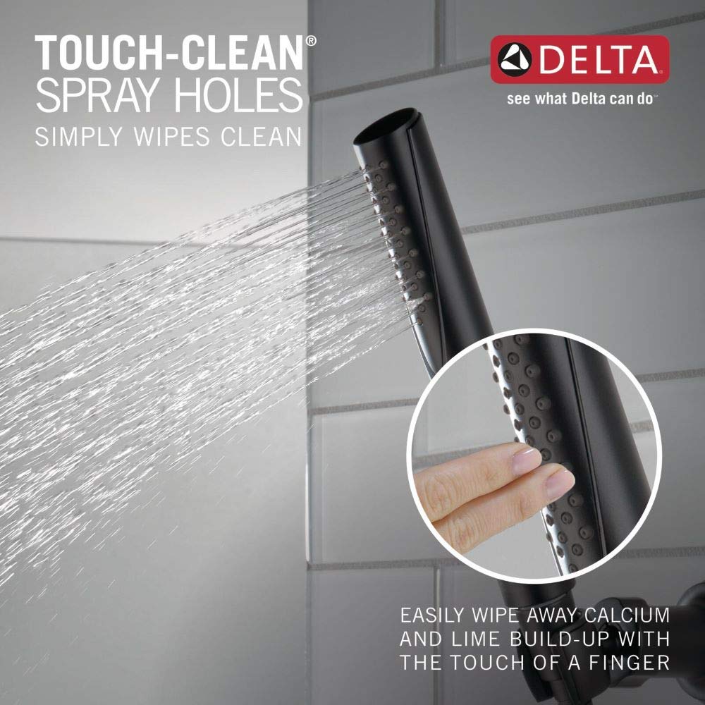 Delta Faucet Trinsic Single Spray Wall-Mount Hand Shower with Hose - Matte Black Handheld Shower Head (Model 55085-BL) for Bathroom, Spa & Relaxation