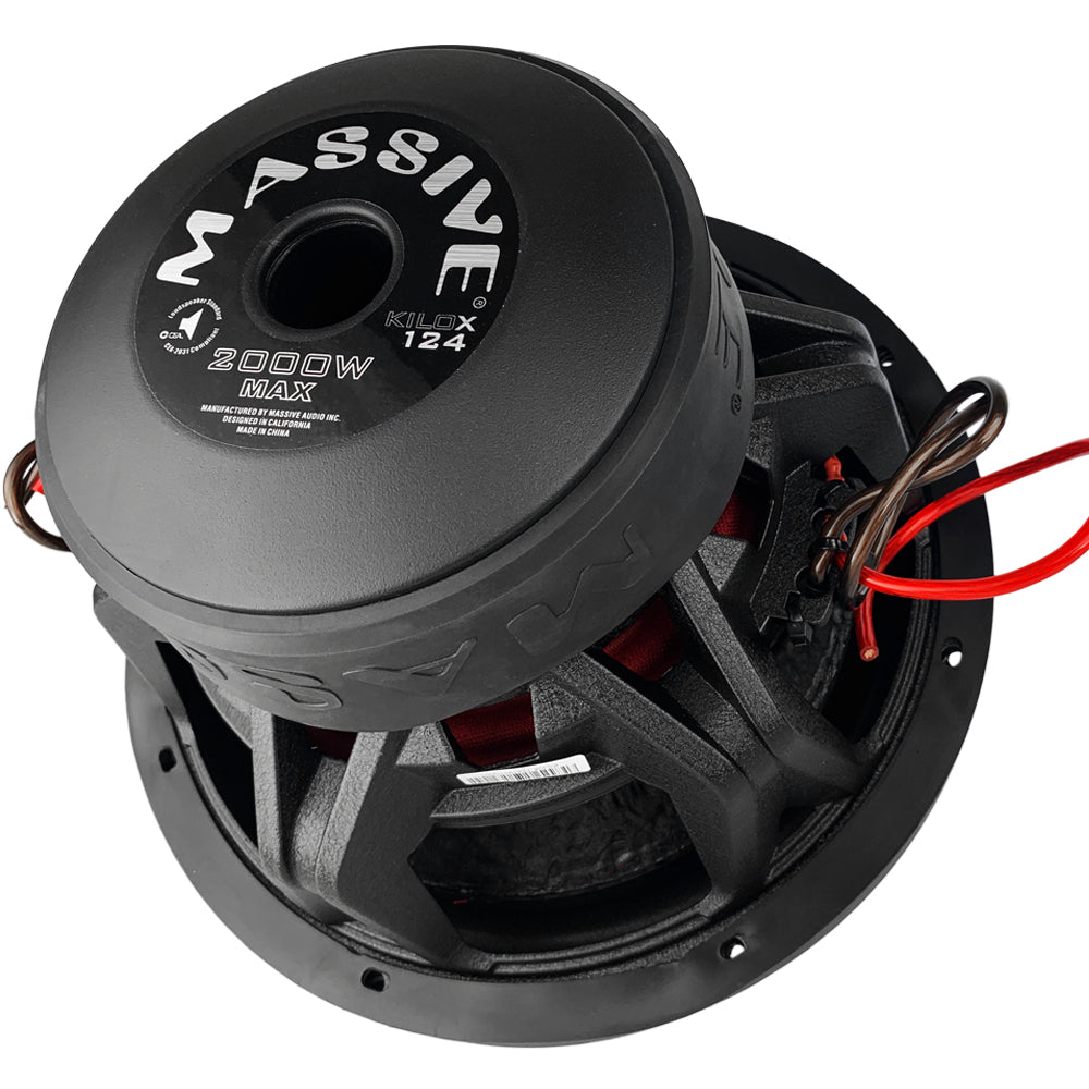 KILOX124 12-Inch 1000 Watts RMS Dual 4 Ohm 3 Voice Coil Car Subwoofer - High Power Bass for Car Audio Systems & Home Theater