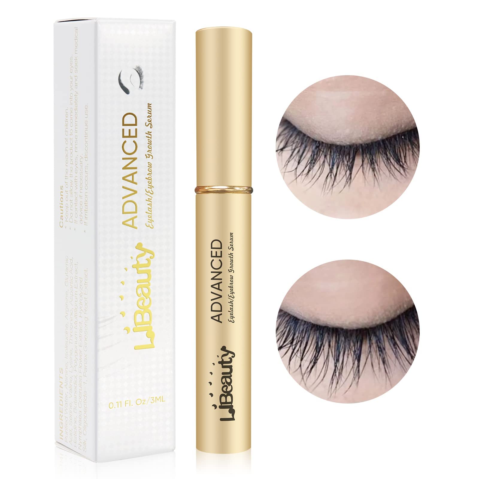 Libeauty Eyelash Growth Serum - 2ml Lash & Brow Enhancing Serum for Longer, Thicker, Fuller & Stronger Lashes - Natural & Safe Formula for Daily Use - Perfect for Nighttime & Makeup Prep