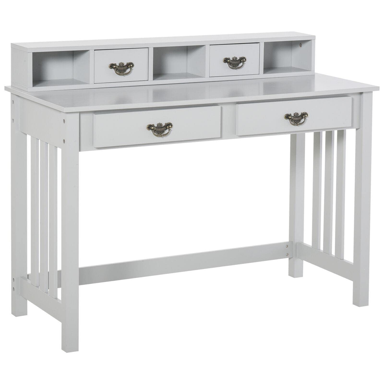 Wooden Computer Desk with Shelf & Drawers - Home Office Desk for Work & Study