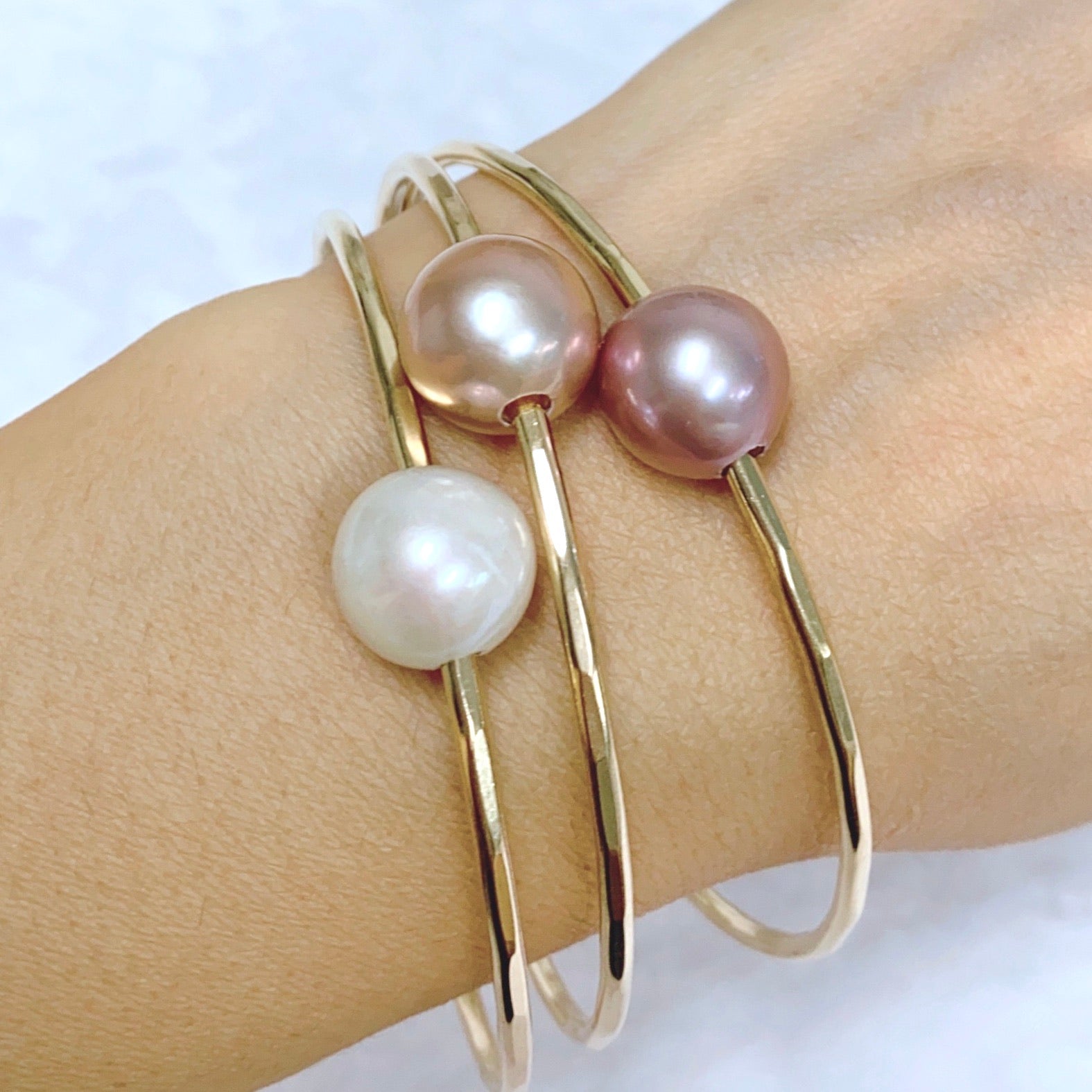 MALIA Bangles Set - Lavender Ombré Edison Pearls Jewelry (B453) | Elegant Pearl Bracelets for Women, Perfect for Weddings, Parties & Special Occasions
