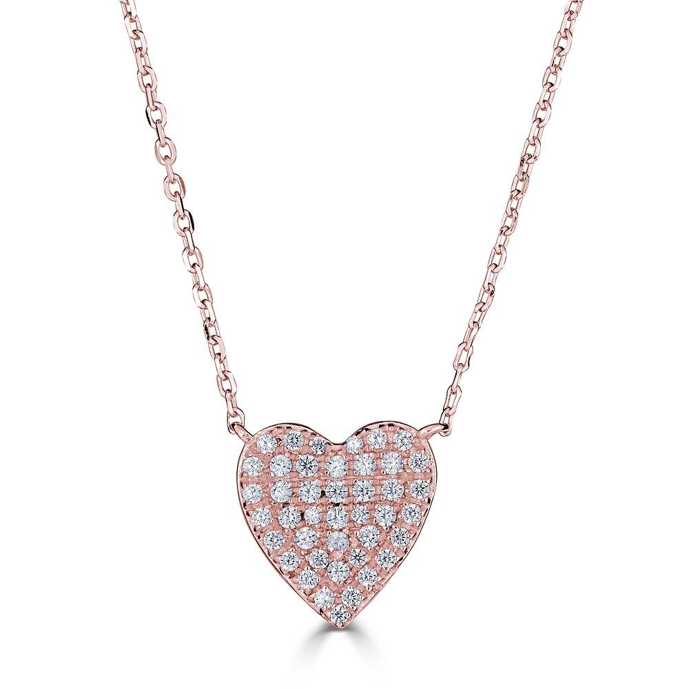 14KT Gold 0.20 CTW Diamond Pavé Heart Necklace for Women - Elegant Valentine's Day Gift, Anniversary Present & Romantic Occasions
