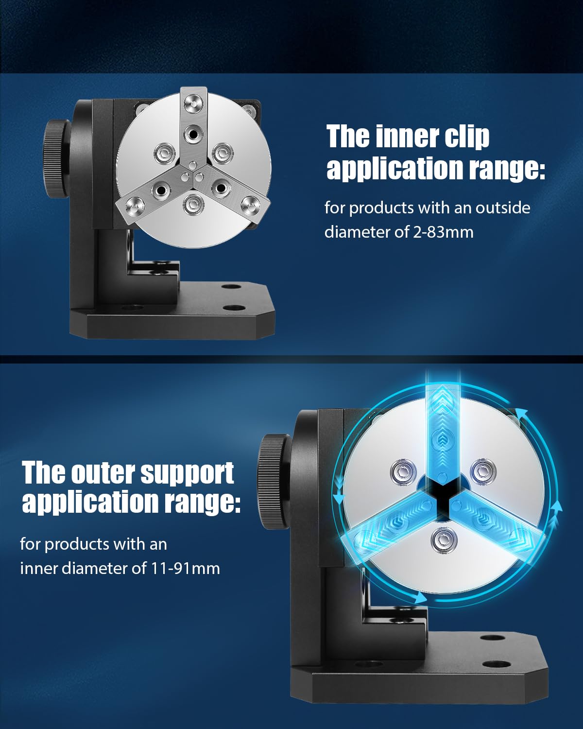 FAHKNS D69 Rotary Chuck Axis for Laser Marking Machines & Fiber Laser Engravers - Precision Rotary Chuck Attachment for Rings, Bracelets, Bearings & Small Hardware - Perfect for Jewelry Making, Industrial Marking & DIY Engraving Projects