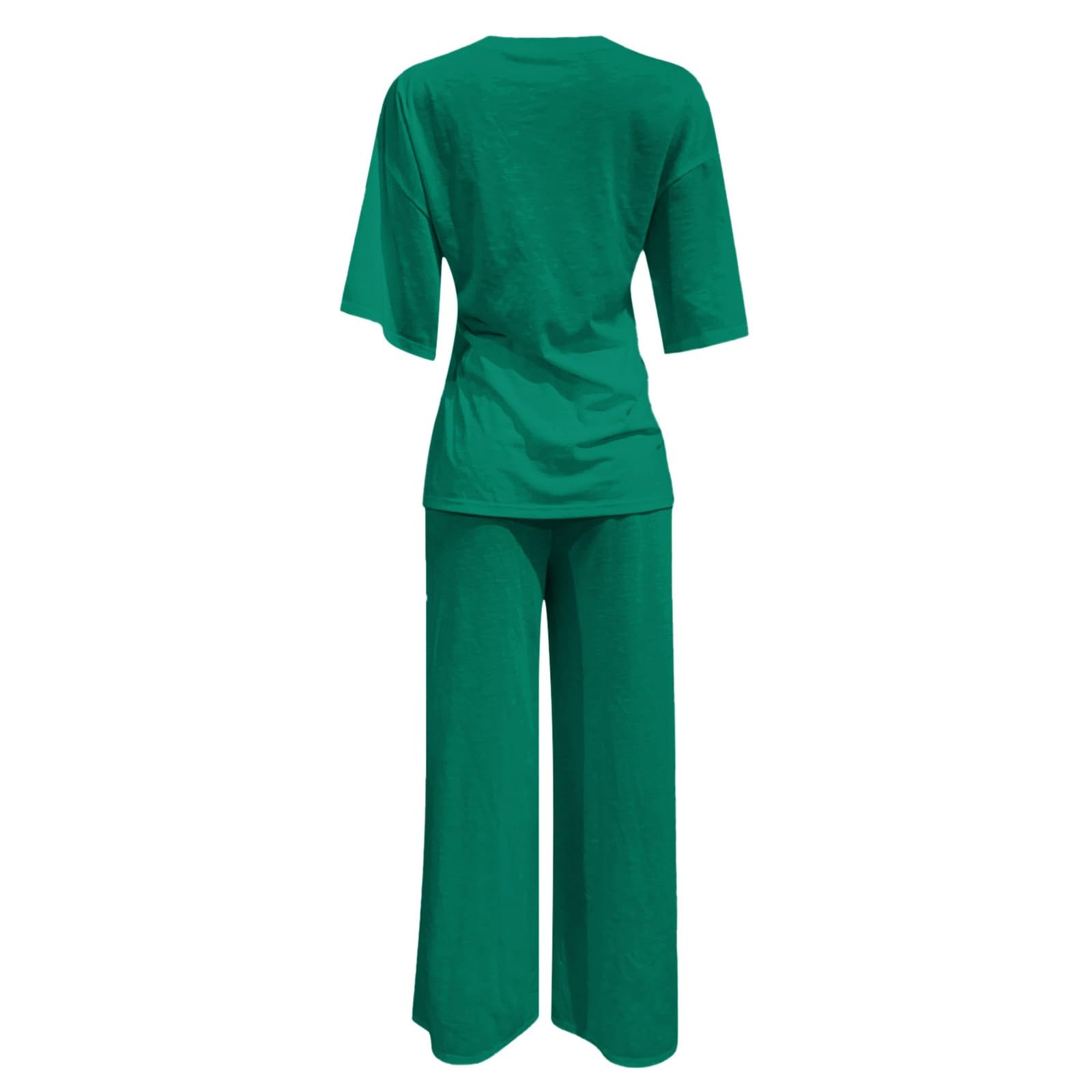 Women's Summer Romper Outfits - 2 Piece Short Sleeve Crop Top & Wide Leg Pants Set | Beachwear, Vacation, Casual Wear