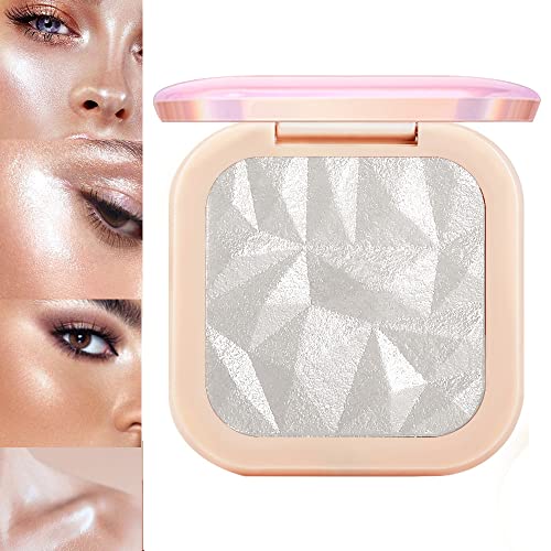 Bright White Cheek Shimmer Highlighter Makeup Palette with Mirror - Highlighter, Glitter, Blush & Bronzer Baked Powder | Perfect for Contouring, Highlighting & Glowing Makeup Looks (B03)