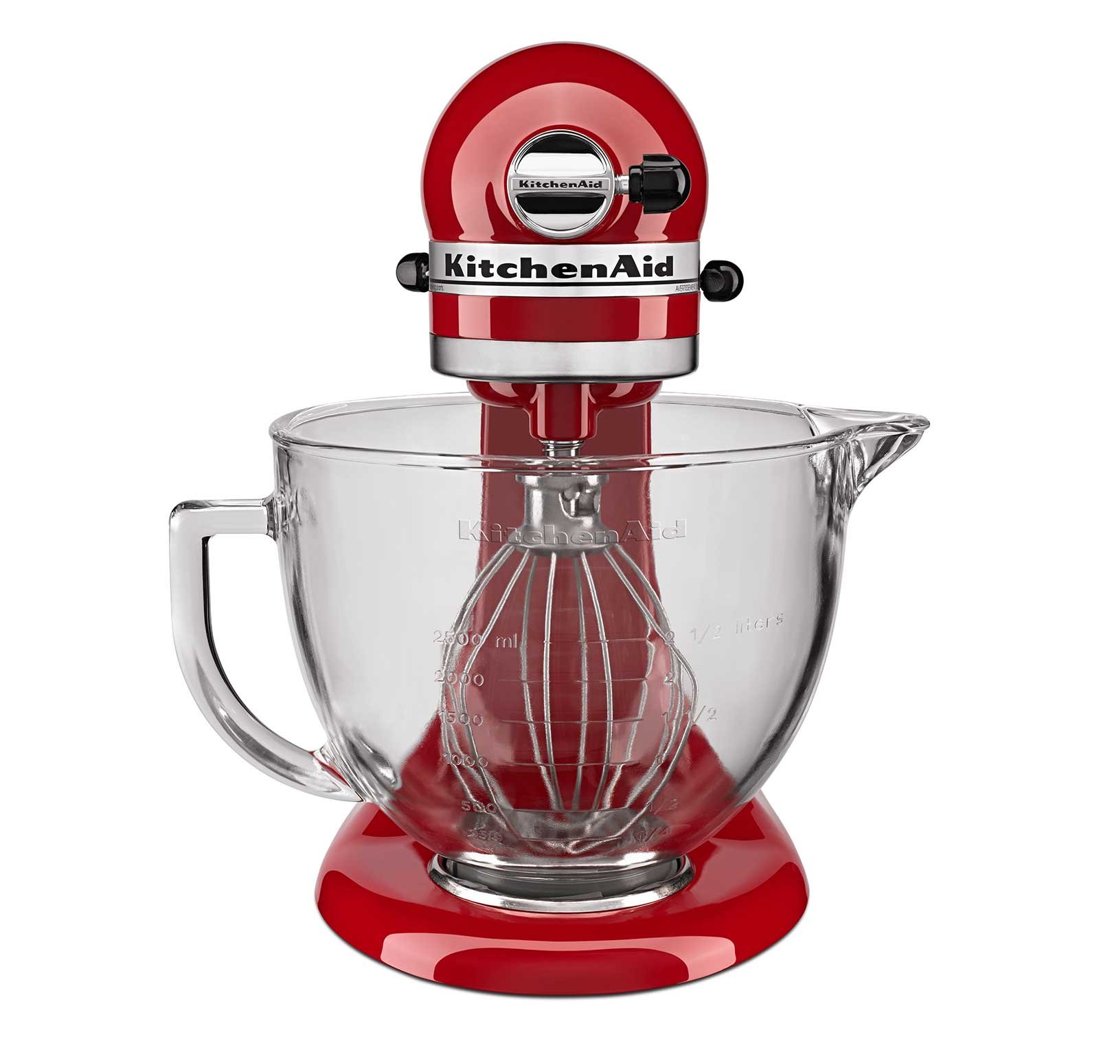 KitchenAid KSM105GBCER 5-Quart Tilt-Head Stand Mixer with Glass Bowl & Flex Edge Beater - Empire Red | Professional Baking Mixer for Cakes, Cookies, Dough | Perfect for Home Bakers & Small Bakeries