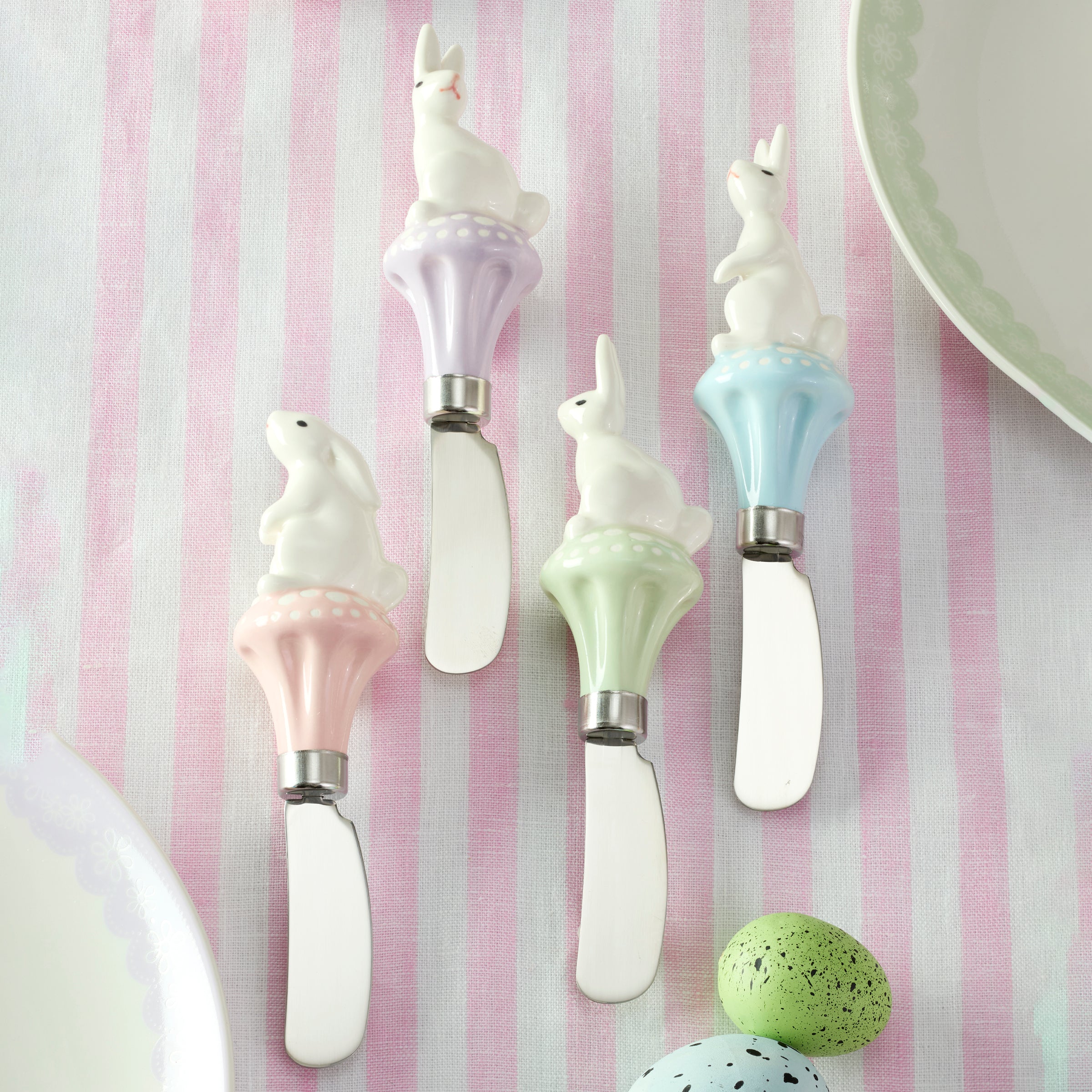 Bunny Hop Cheese Spreader Set of 4 - Stainless Steel Cheese Knives for Charcuterie Boards, Wine Parties & Holiday Entertaining