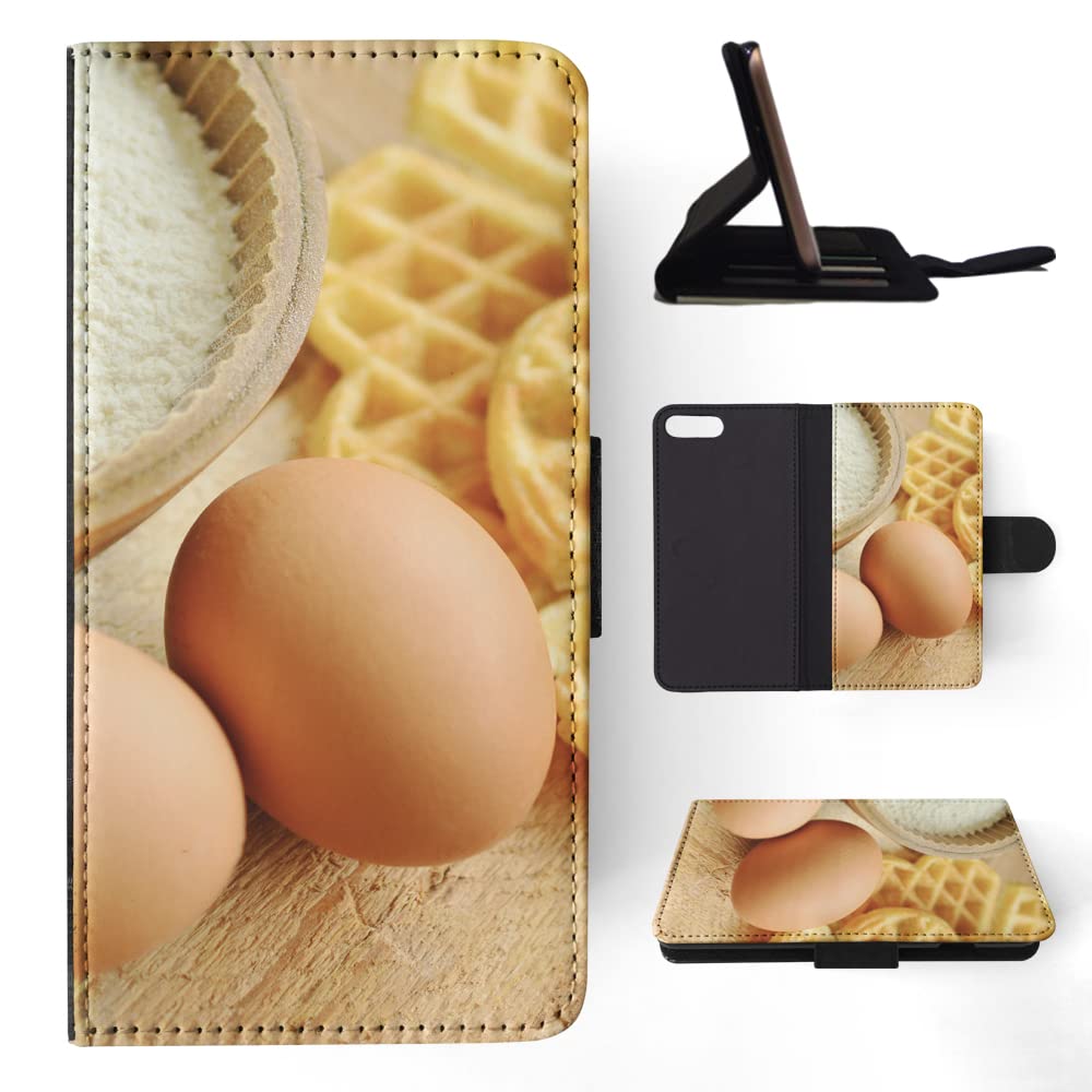 Bakery Eggs and Waffles FLIP Wallet Phone Case for Apple iPhone 7 Plus/8 Plus - Stylish Protective Cover with Card Slots for Daily Use & Travel