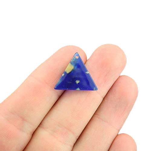 2-Piece Triangle Imitation Royal Blue Tortoiseshell Resin Charms - Double-Sided Design Z412 - Perfect for Jewelry Making, DIY Crafts, and Scrapbooking