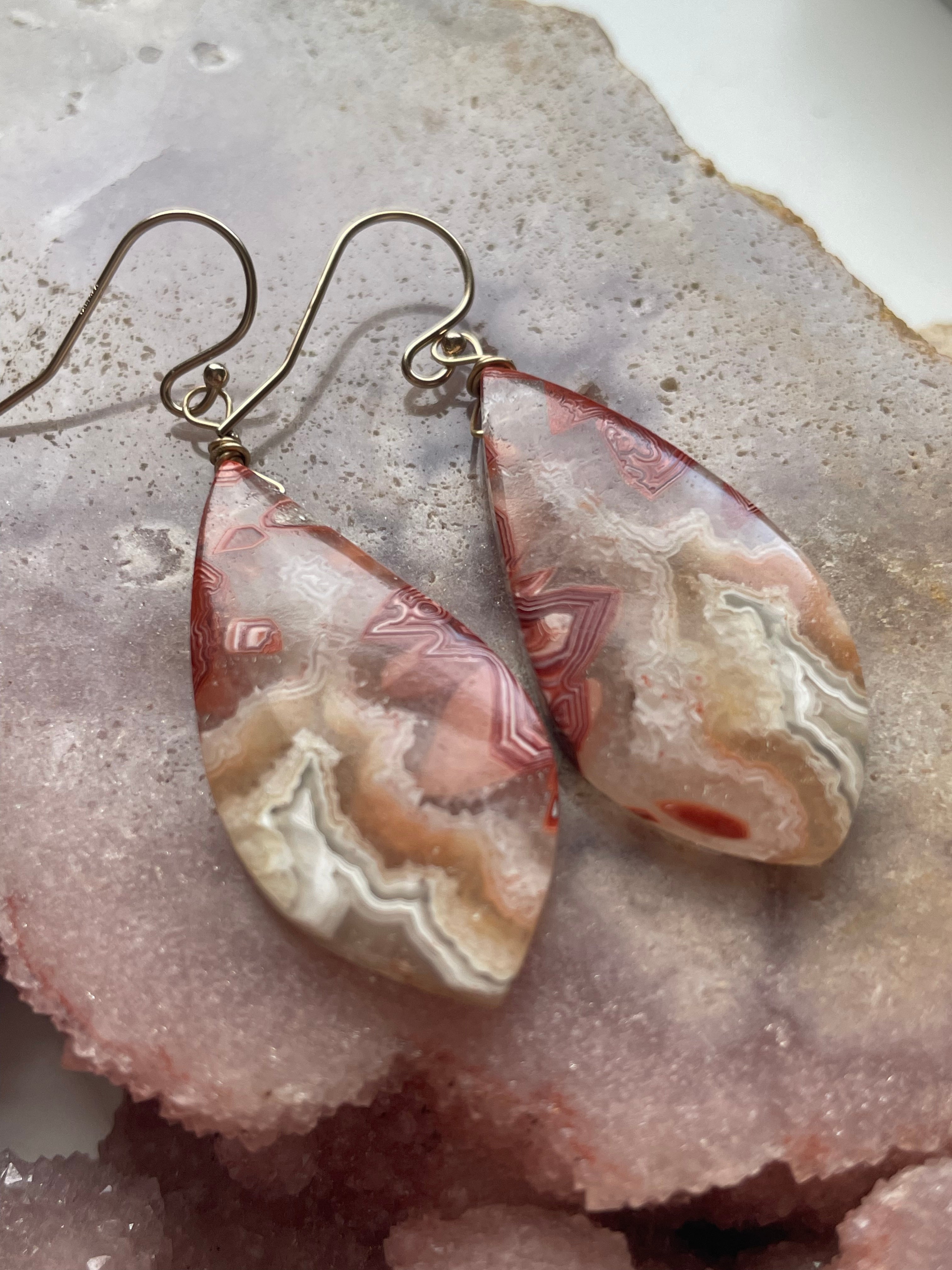 Crazy Lace Agate Earrings - Gold Filled Handmade Boho Jewelry for Women | Perfect for Parties, Weddings & Everyday Wear