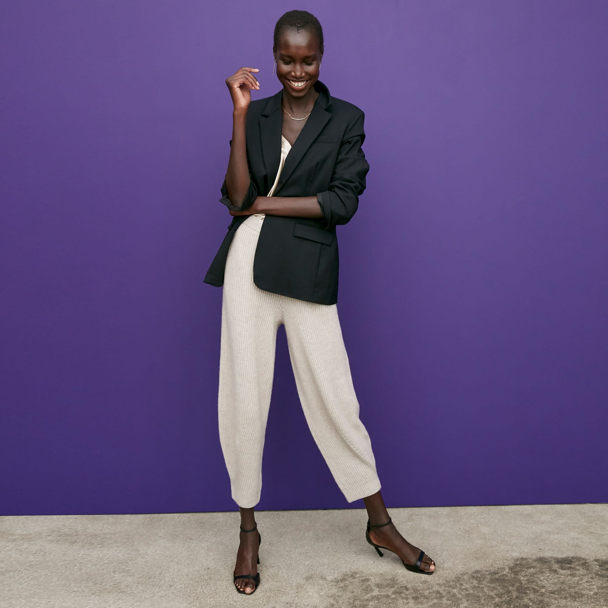Addison Jogger Pants - Soft Cashmere Wool Blend in Oatmeal Melange Color | Comfortable Lounge Pants for Women | Perfect for Home, Yoga & Casual Wear