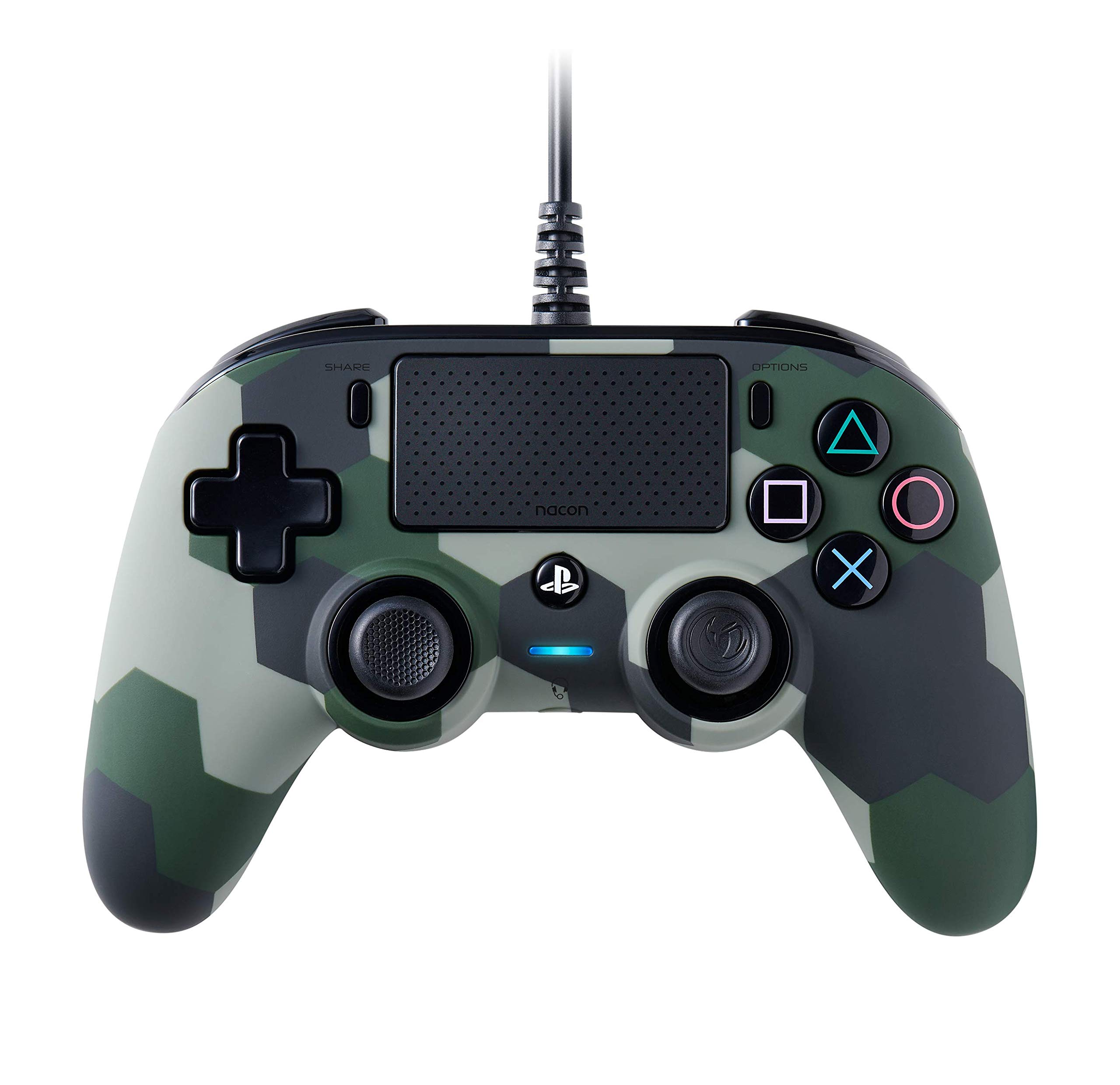 Nacon Compact Camo Green Wired Controller for PlayStation 4 - Officially Licensed by Sony - Perfect for FPS, Racing & Action Games - Ergonomic Design for Long Gaming Sessions
