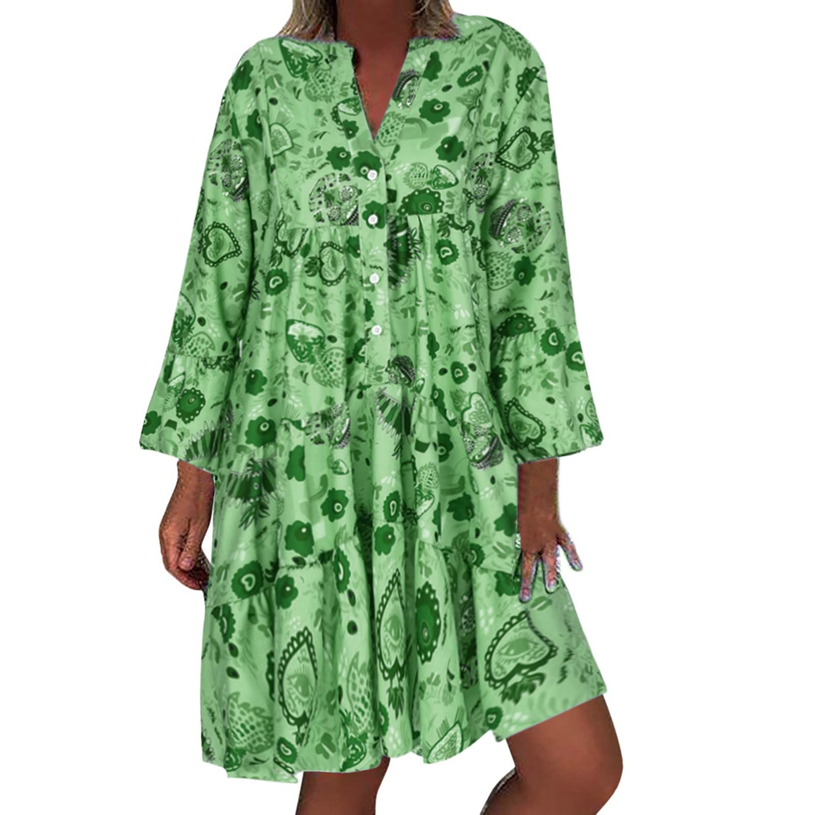 FRETRG Floral Print Mini Dress - Loose Fit Short Sleeve Summer Dress for Women, Casual Teacher Dress | Perfect for Beach Vacations, Classroom Wear & Summer Outings