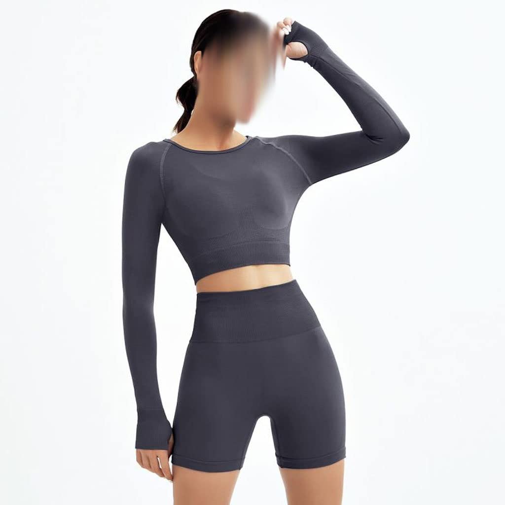 MMLLZEL Women's Seamless Yoga Set - High Waist Workout Leggings & Sports Crop Top - Gym Clothing for Women - Fitness Activewear (Medium, Color B) - Perfect for Yoga, Pilates & Gym Workouts