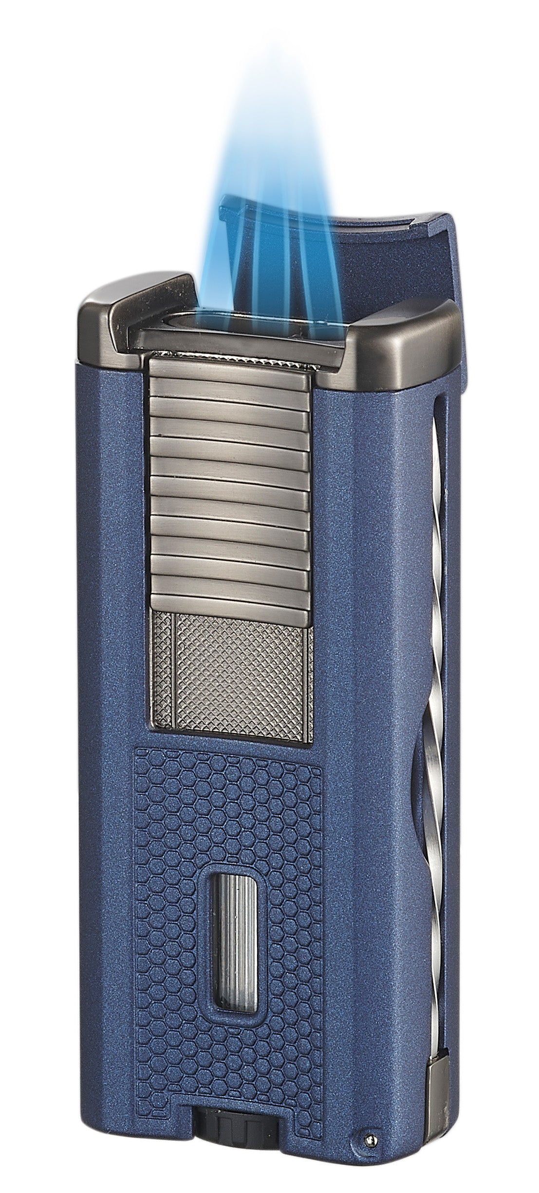 Premium Visol Striker Triple Torch Flame Lighter with Cigar Poker - Windproof Butane Lighter for Cigars, Cigarettes & Outdoor Use (Blue) - Perfect for Camping, Hiking & BBQ Parties