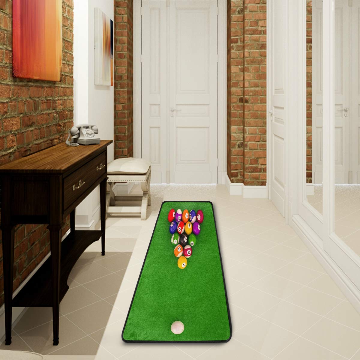 ALAZA Billiard Ball Green Sport Collection Area Rug - Non-Slip 2' x 6' Indoor Mat for Living Room, Bedroom, Kitchen | Perfect for Game Rooms, Man Caves & Sports Themed Decor