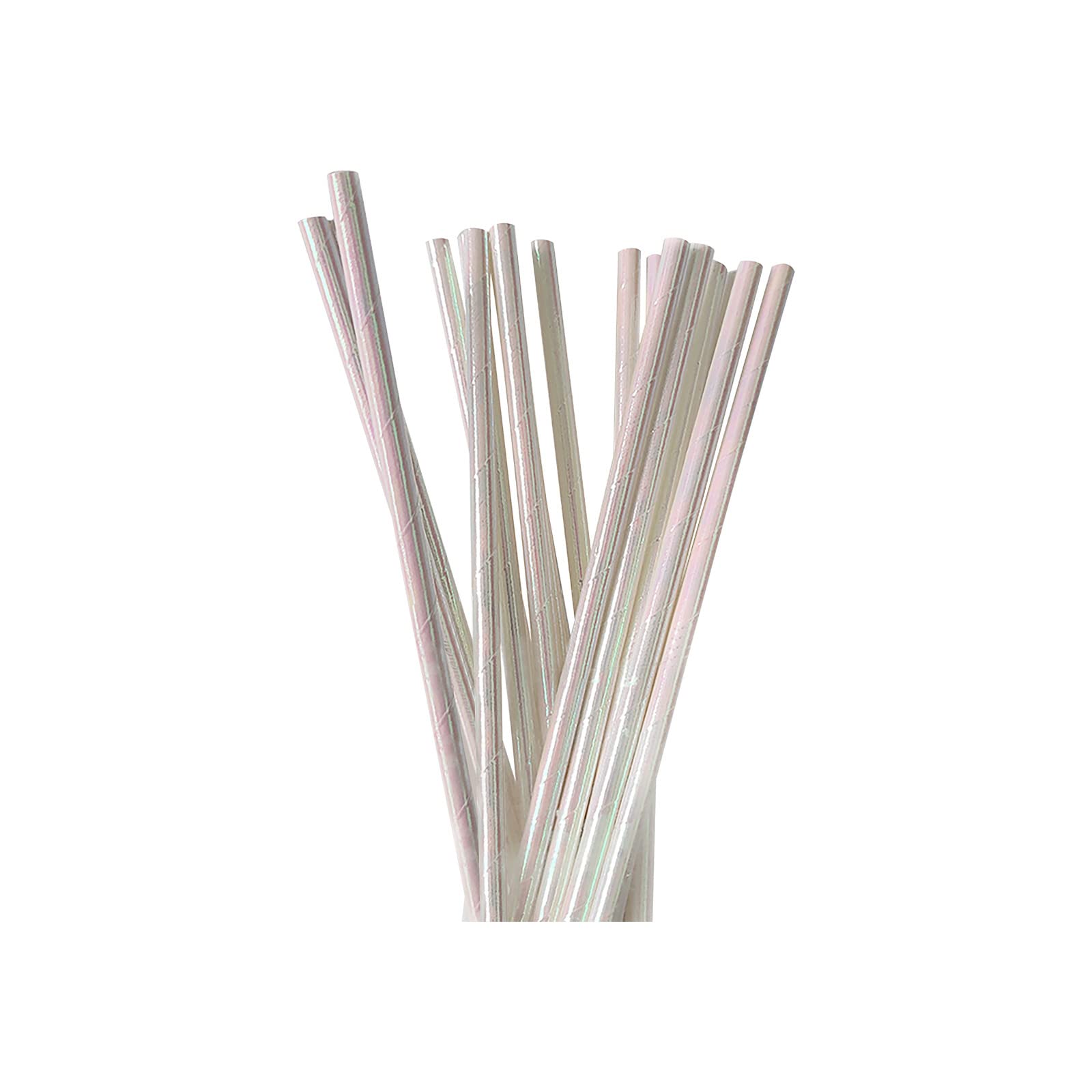 Eco-Friendly Disposable Paper Straws with Glitter & Pearl Film - Rainbow Colored Party Straws for Holidays, Birthdays, Weddings & Events | Biodegradable Drinking Straws for Smoothies, Cocktails & Beverages