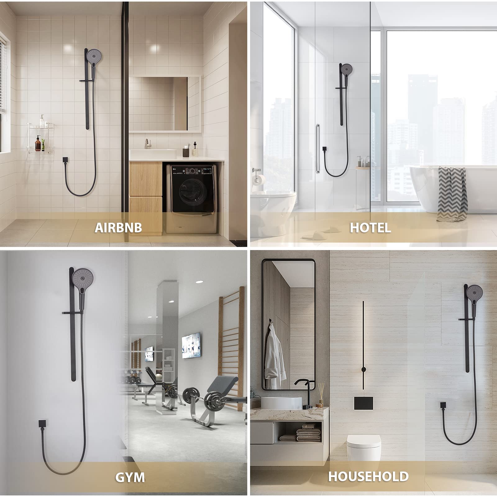 Matte Black Shower Head with Slide Bar - Adjustable Handheld Shower Kit Combo with Hose & Holder Set for Bathroom, Spa, and Relaxing Shower Experience
