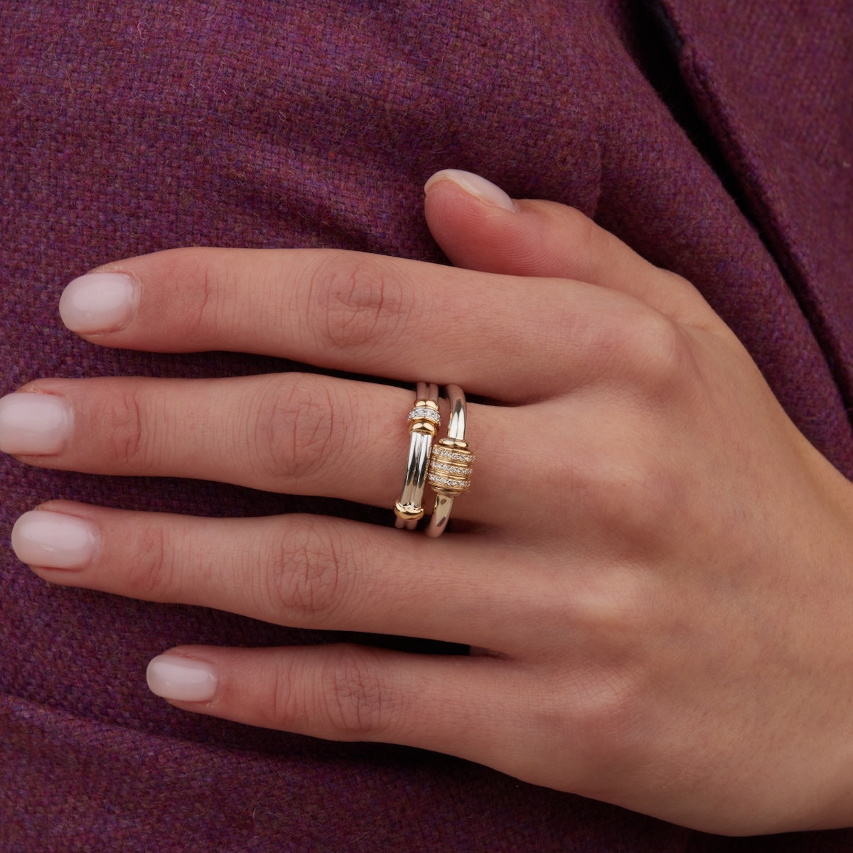 Two Tone Spinning Latch Ring - Elegant Adjustable Jewelry for Women | Perfect for Everyday Wear, Date Nights & Special Occasions