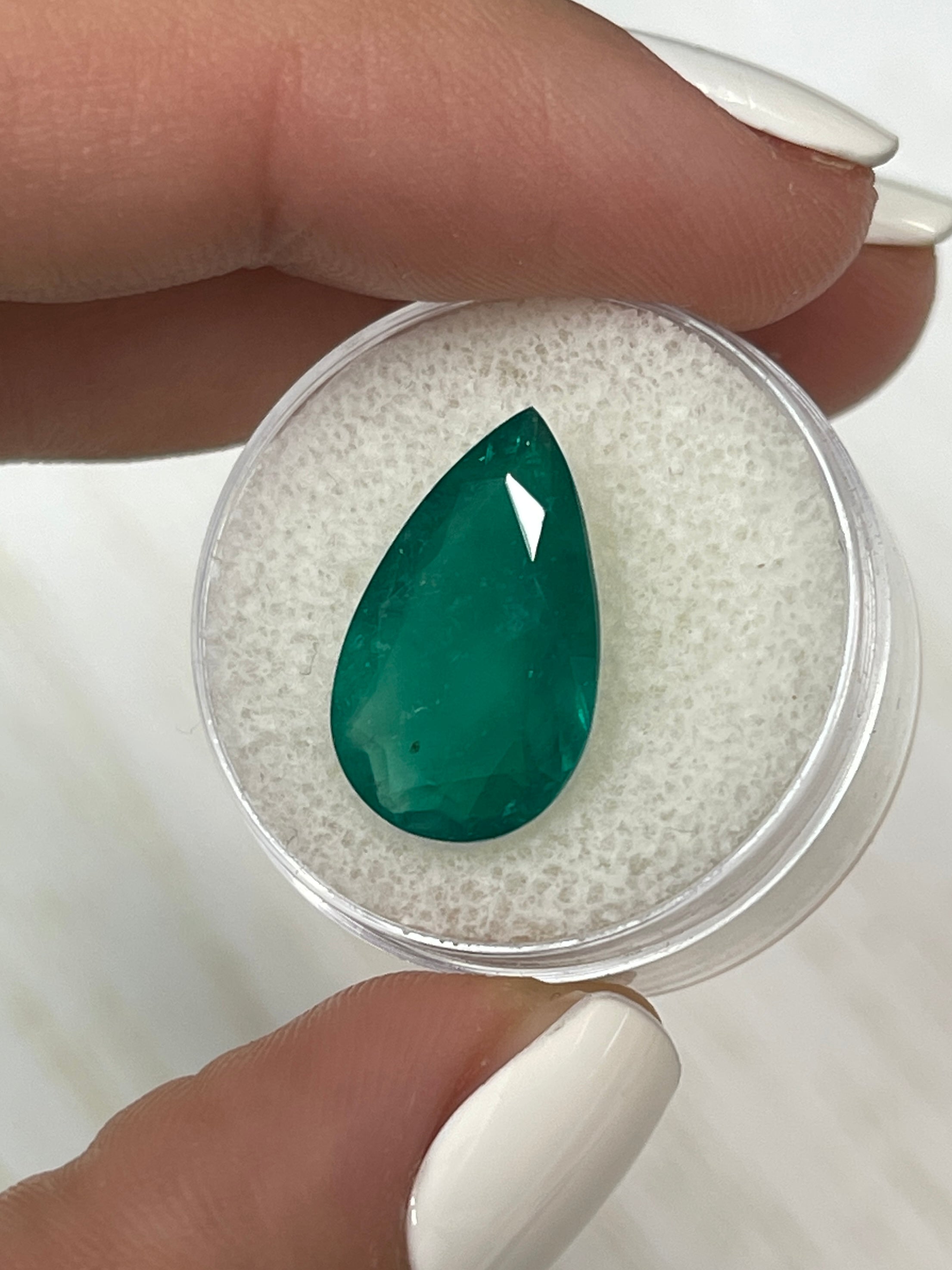 5.64 Carat 17.5x10.5mm Dark Muzo Green Natural Loose Colombian Emerald Pear Cut Gemstone for Jewelry Making & Engagement Rings