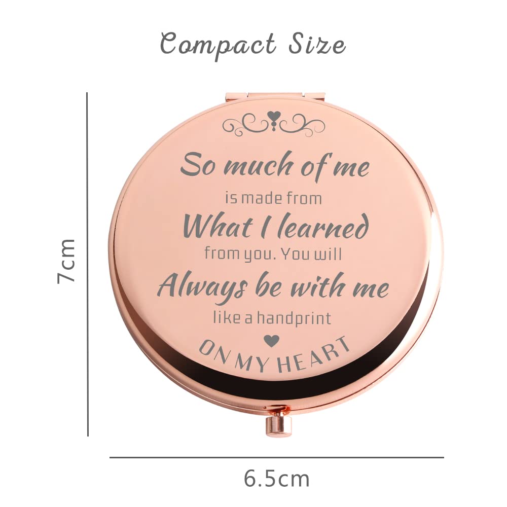 Rose Gold Compact Mirror for Women - Perfect Teacher Gift from Student, Birthday, Wedding, Graduation, Thanksgiving & Travel Gift - Elegant & Unique Present for Any Occasion - Ideal for Makeup Touch-Ups, Handbag Essentials & Special Moments
