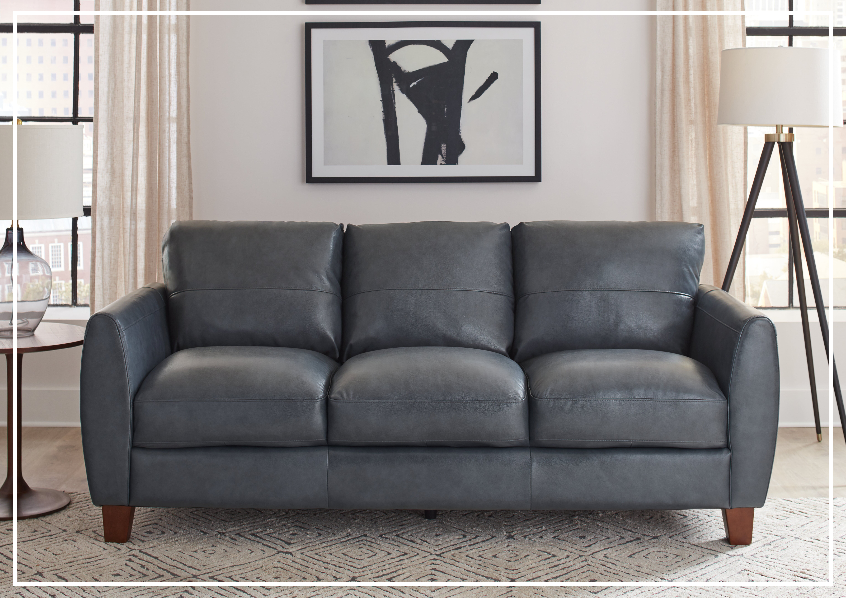Gio Italia Tirano 3-Seater Sofa in Bluish Gray - Modern Living Room Furniture for Small Spaces & Apartments