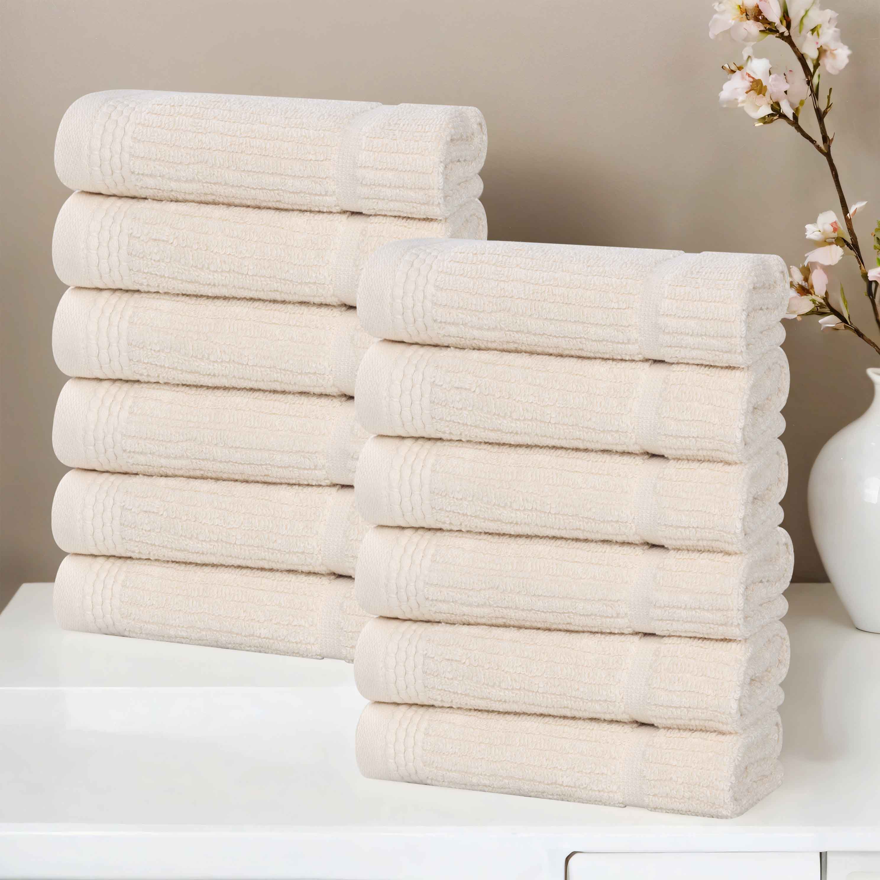 Milo Smart Twist Cotton Solid Face Towels Washcloths - 12 Pack | Soft & Absorbent Bath Towels for Face & Body | Perfect for Gym, Spa, Travel & Daily Skincare Routine