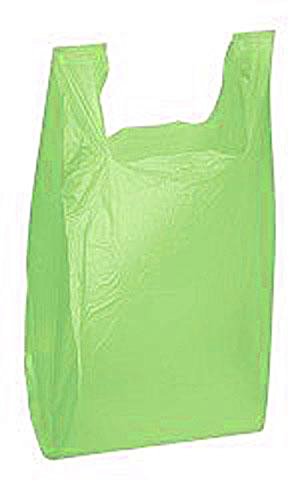 1000 Pack Lime Green Medium Plastic T-Shirt Bags 11.5