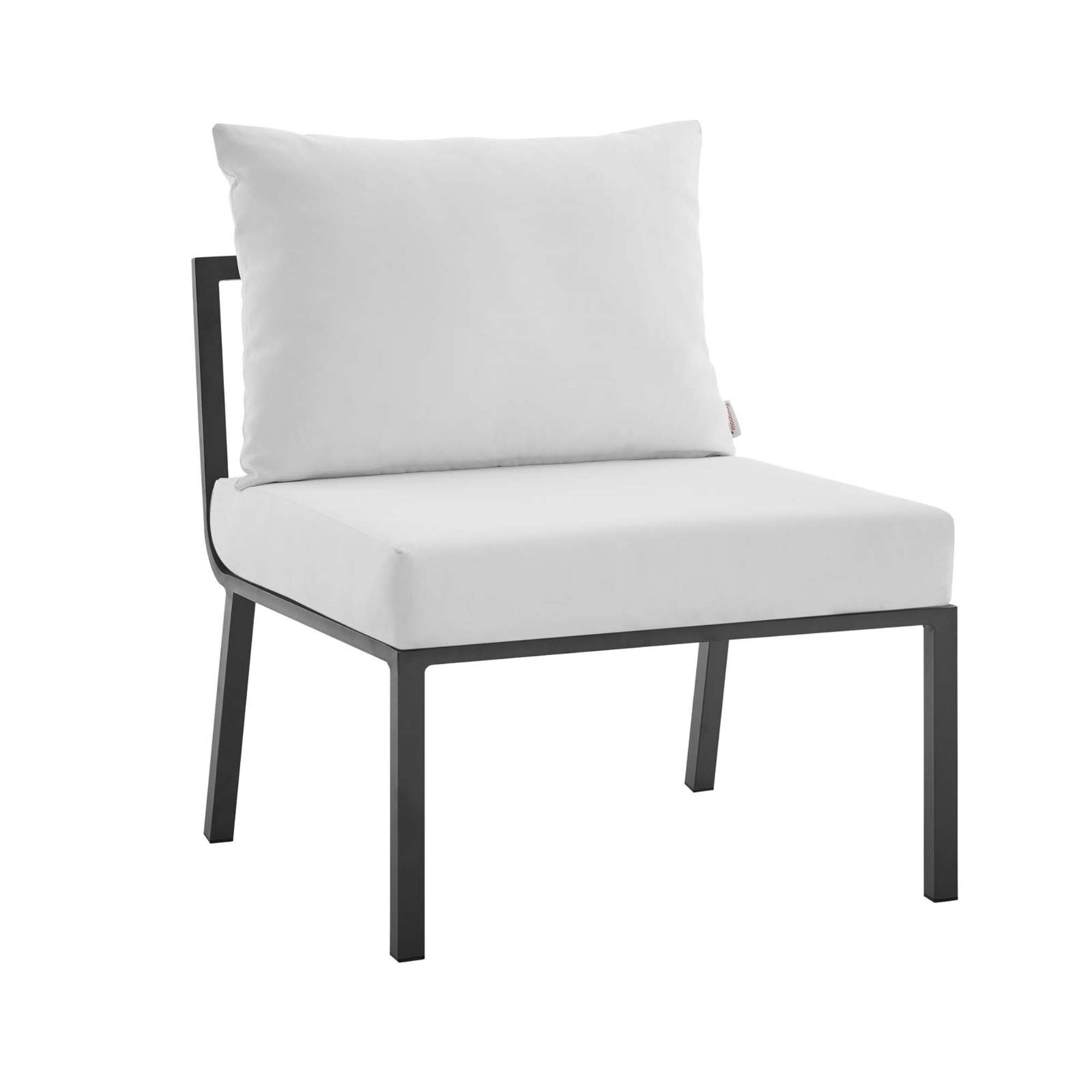 Ergode Riverside Outdoor Patio Aluminum Armless Chair - Coastal Design with UV-Resistant Cushions & Powder-Coated Frame - Gray White - Perfect for Poolside, Beach House, or Garden Relaxation