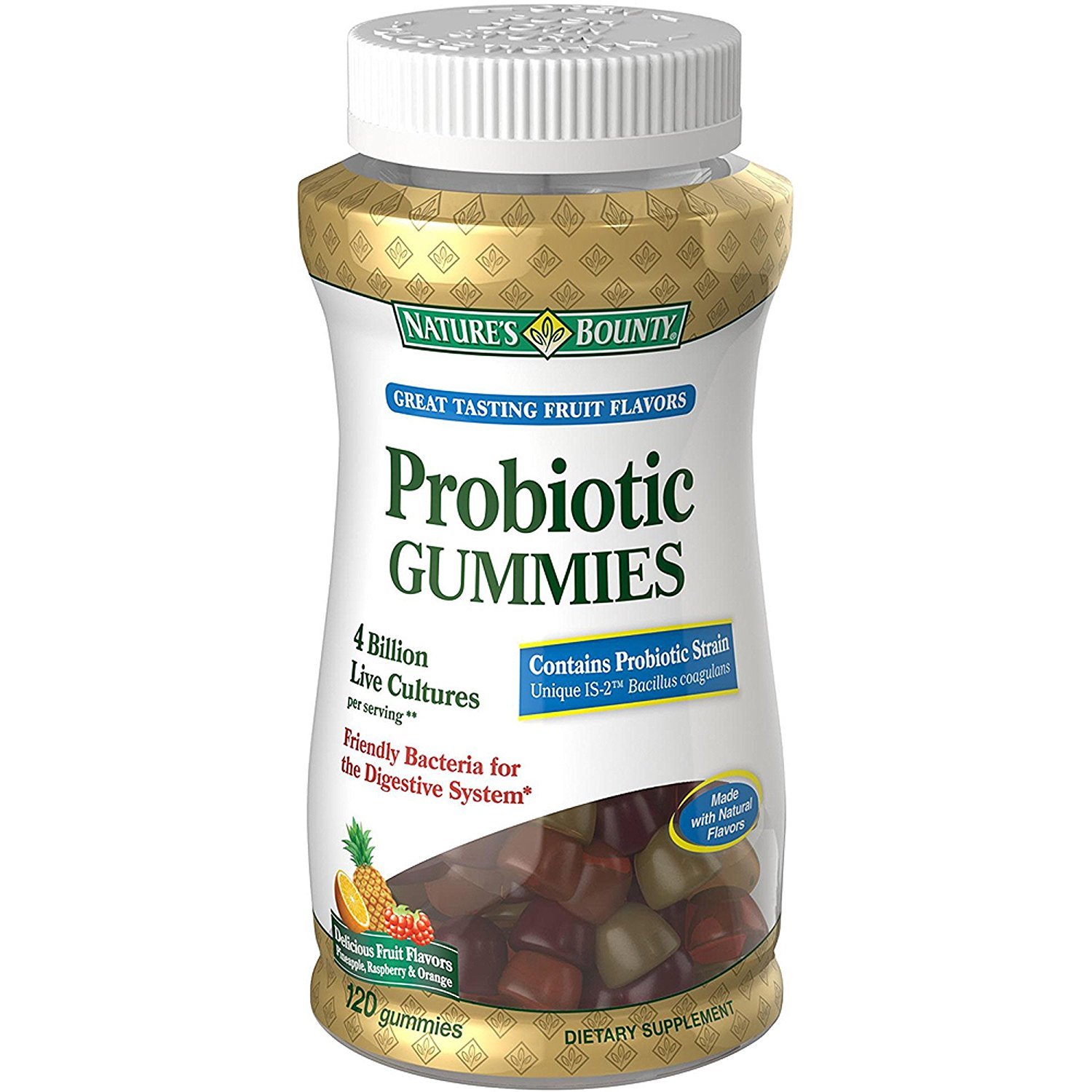 Nature's Bounty Probiotic Gummies for Digestive Health - 120 Count | Supports Gut Health & Immune System | Delicious Berry Flavor | Perfect for Daily Wellness Routine & Travel