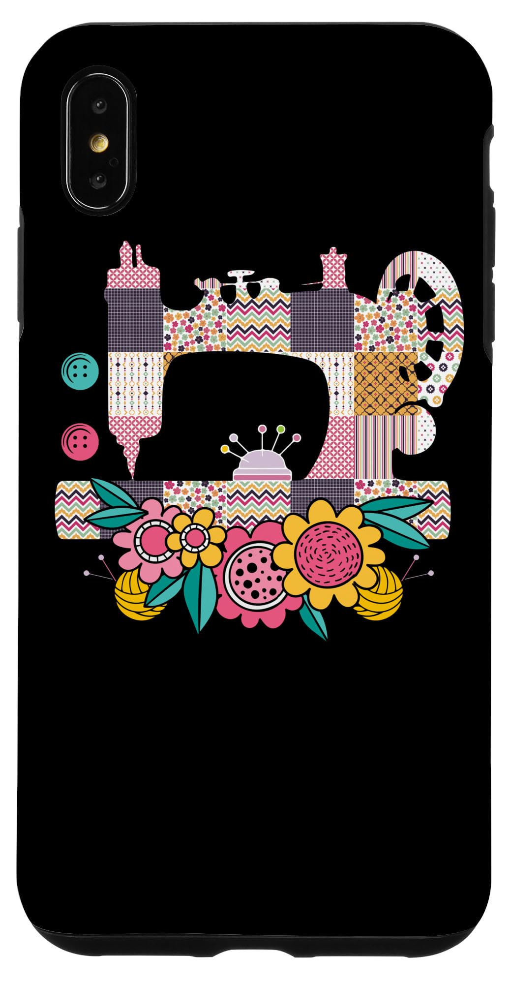 iPhone XS Max Floral Pattern Sewing Machine Case - Durable Phone Cover for Sewing Enthusiasts | Perfect for Crafters, Quilters & DIY Sewing Projects