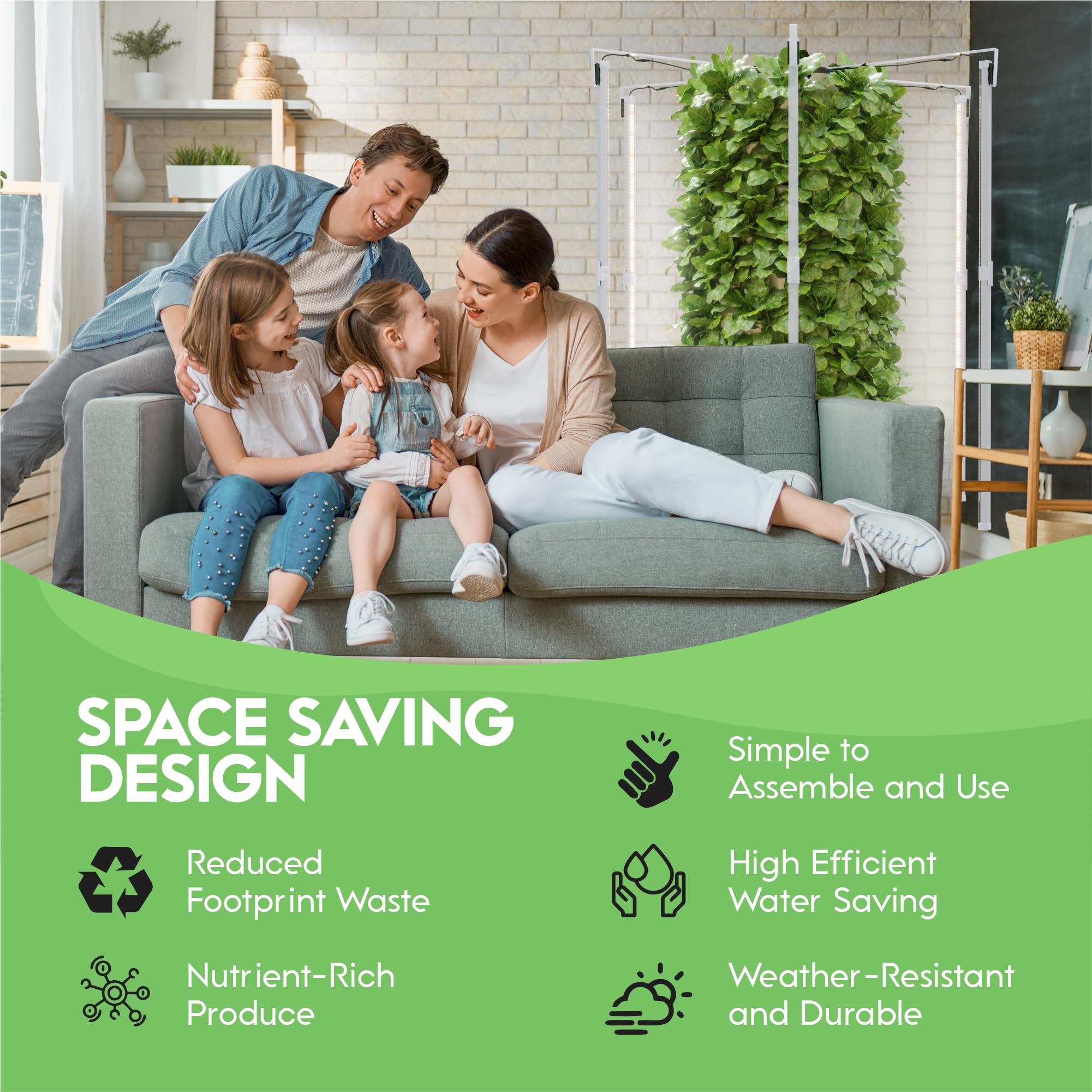 Automated Hydroponic Indoor Garden System - Vertical Aeroponic Tower with LED Grow Lights for Home Planting | Perfect for Small Spaces, Urban Farming & Fresh Herb Cultivation