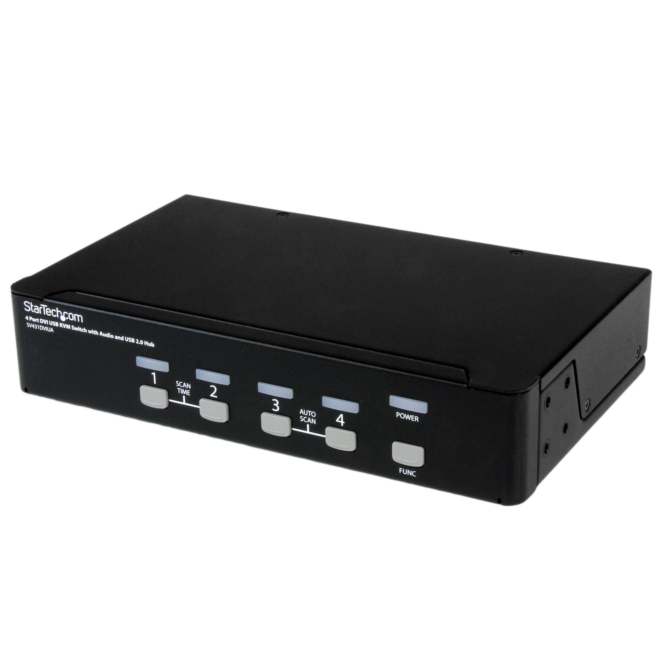 StarTech.com 4-Port DVI KVM Switch with Audio | 1U Rack-Mount for Multiple Computers | TAA Compliant (SV431DVIUA) | Ideal for Data Centers & Office Workstations