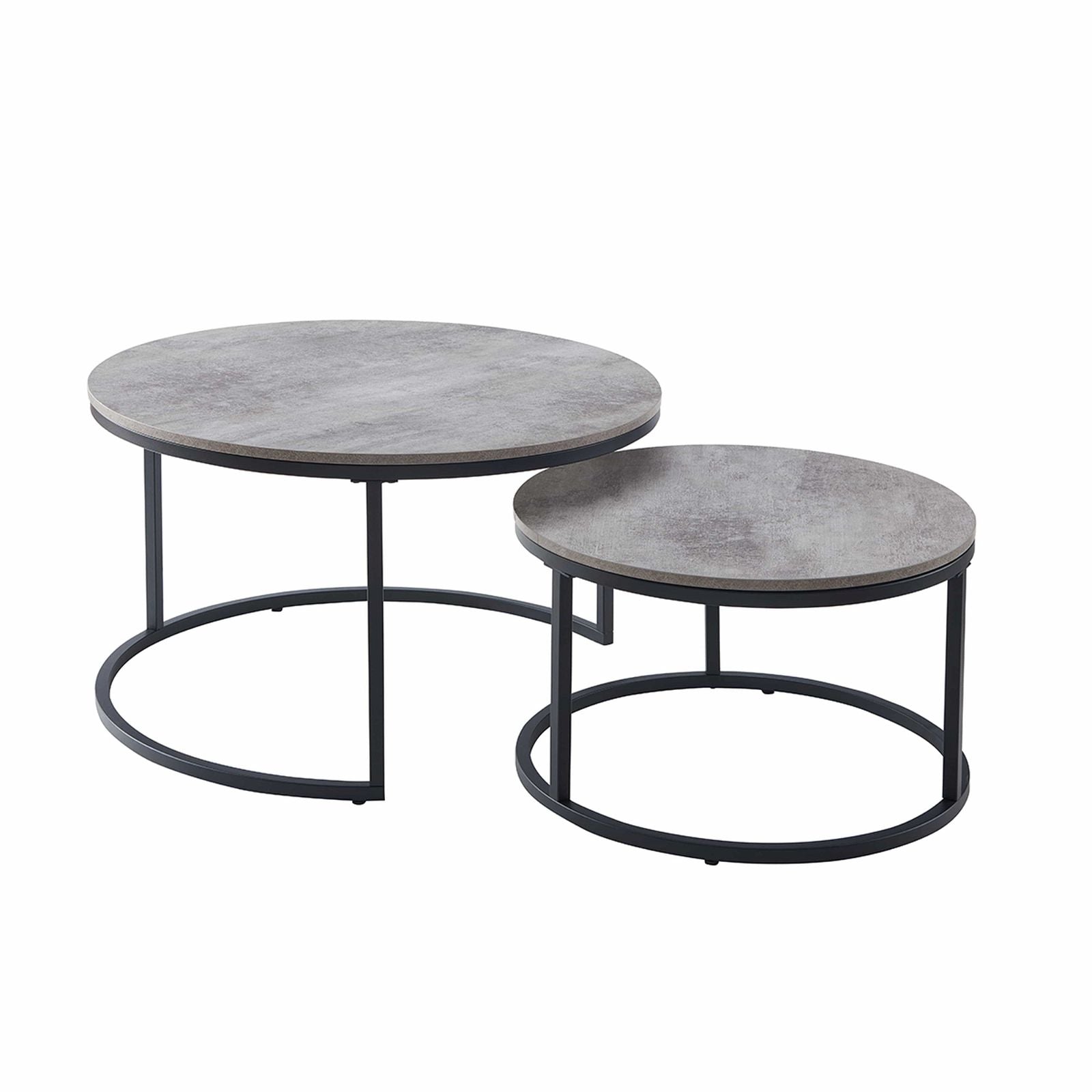 Censi ECHO 800 Nested Coffee Table Set - Modern Cement Finish Side Tables for Living Room, Lounge & Office Decor