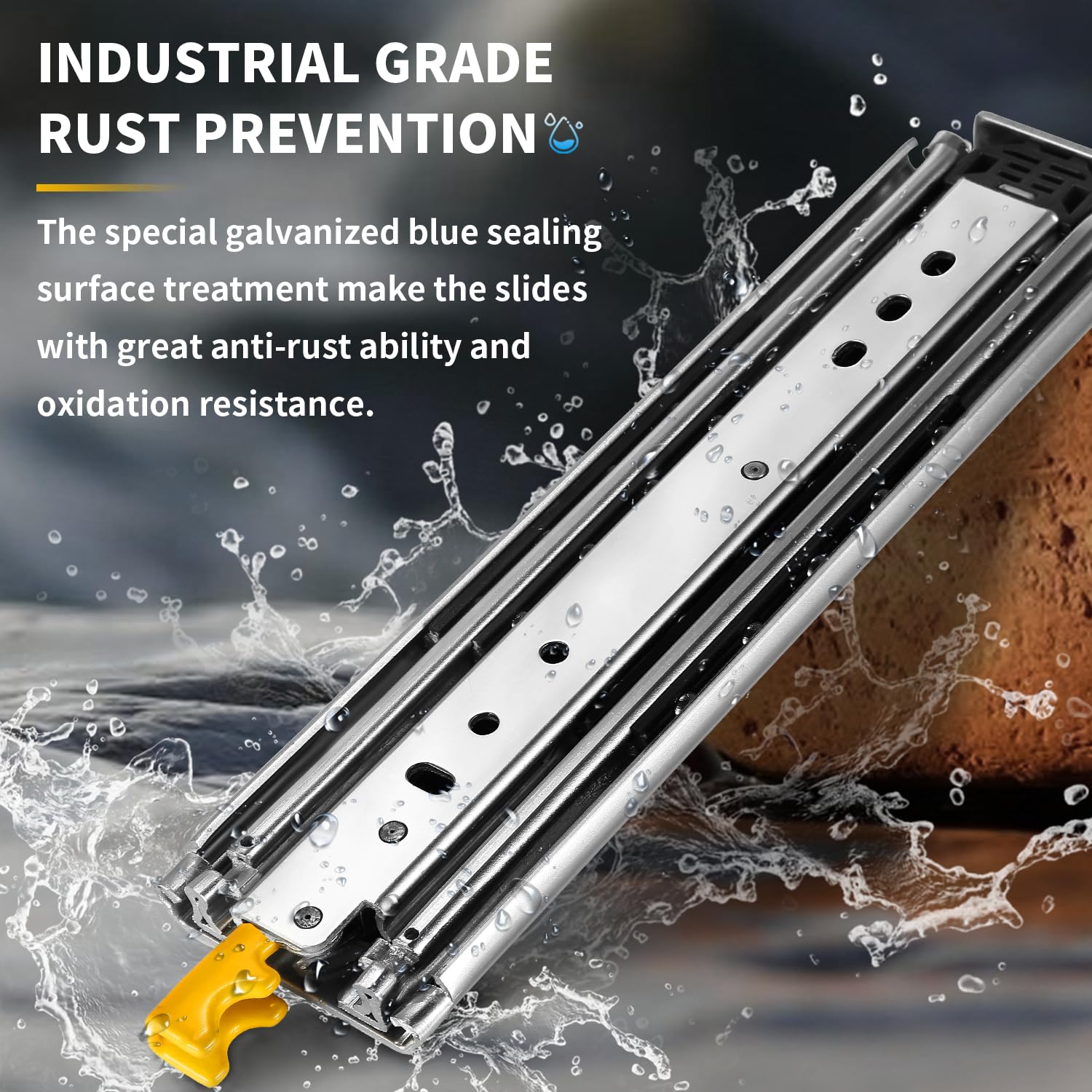 Heavy Duty Drawer Slides with Lock 12-60 Inch Full Extension Ball Bearing Rails - 500 Lbs Capacity Side Mount Locking Tracks for Cabinets, Furniture & Storage - Perfect for Kitchen, Garage & Office Organization