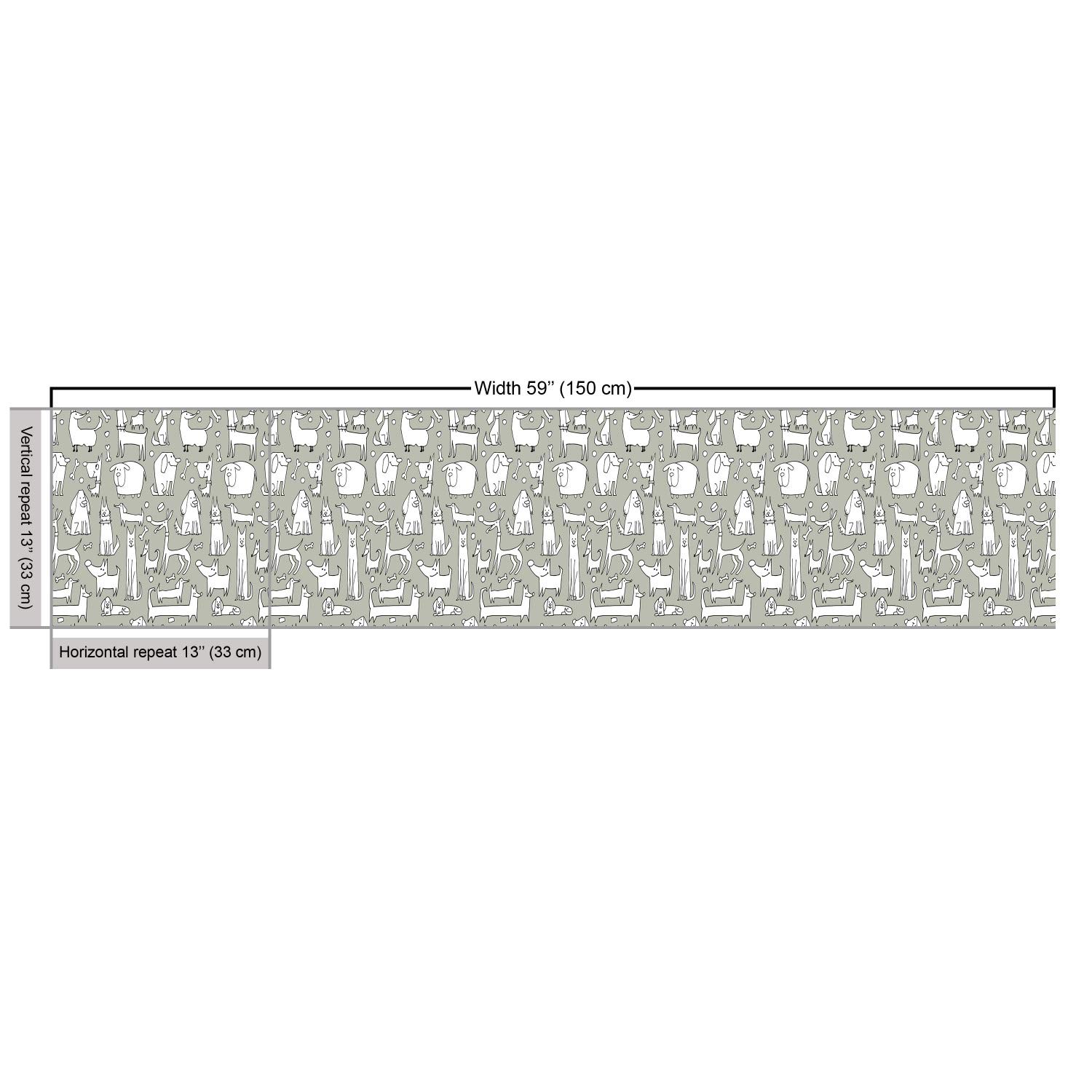 Lunarable Dog Bone Print Fabric by The Yard - Doodle, Labrador, Pug & Dachshund Breed Design - 10 Yards White Green Upholstery Material for DIY Pet Beds, Home Decor & Craft Projects