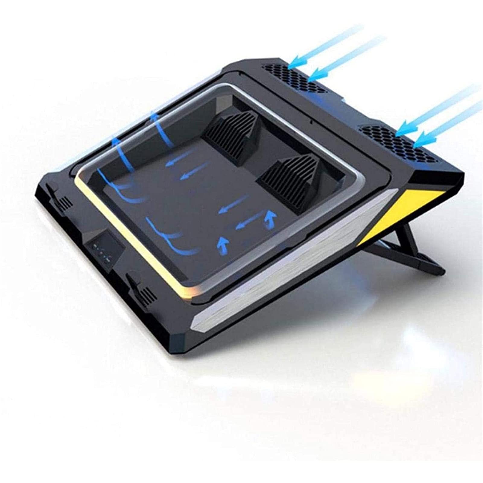 RenminRoad Laptop Cooling Pad with Colorful LED Lights - 7 Adjustable Heights, Air Pressure Radiator for 14-17.3 Inch Notebooks - Perfect for Gaming, Office Work & Home Use