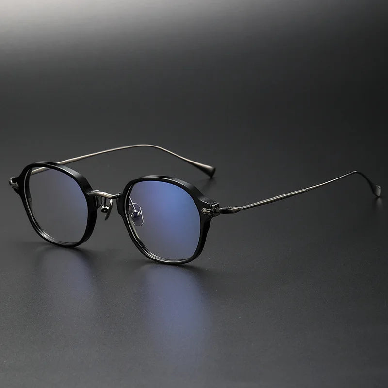 Stylish Unisex Full Rim Polygon Square Titanium Acetate Eyeglasses Frame 11183 - Trendy Geometric Glasses for Work, Reading & Fashion Accessories