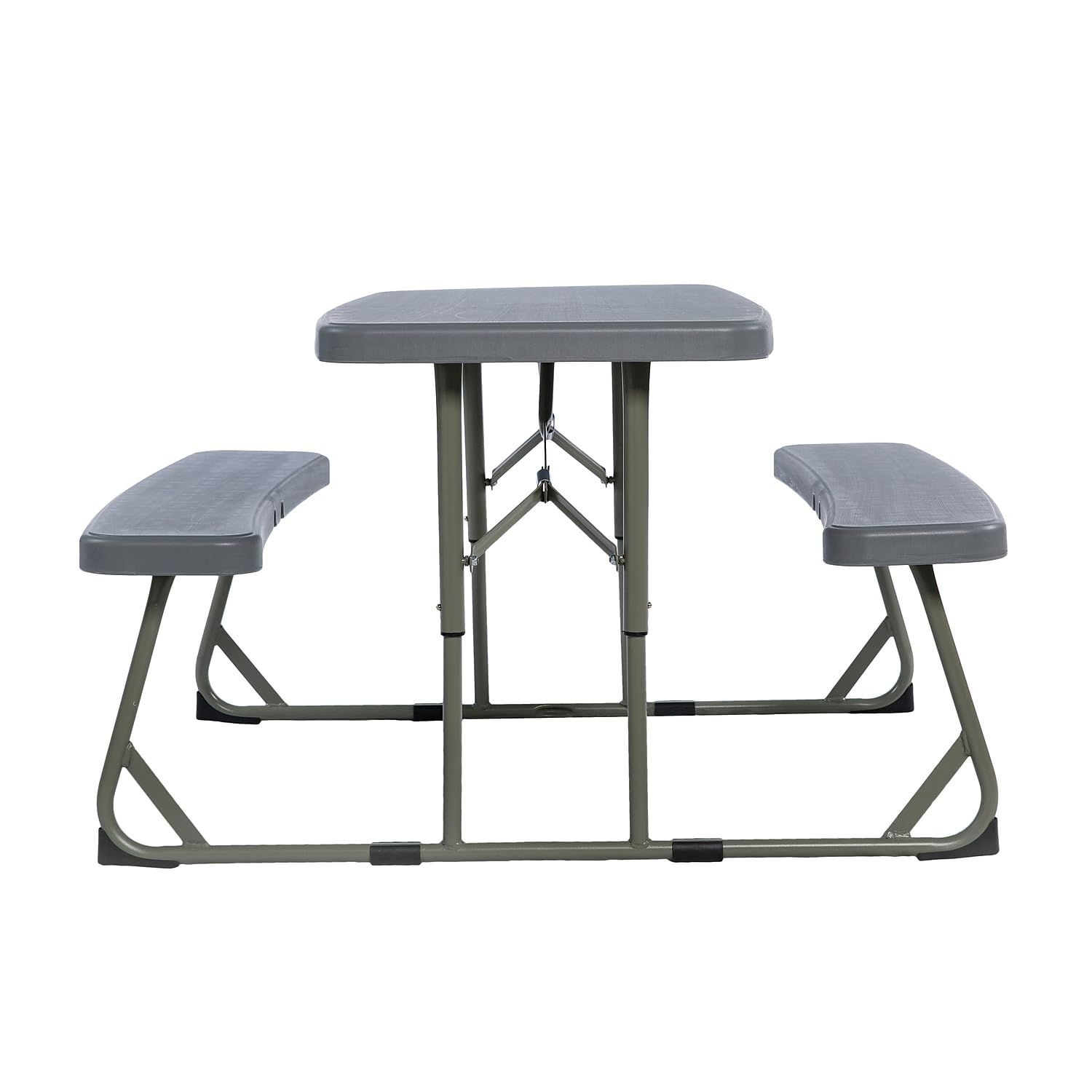 Flash Furniture Easy Folding Plastic Kids Outdoor Picnic Table and Benches Set - Commercial Grade Durable for Ages 2-5 - Grey 1-Piece Set - Perfect for Backyards, Daycares & Outdoor Play Areas