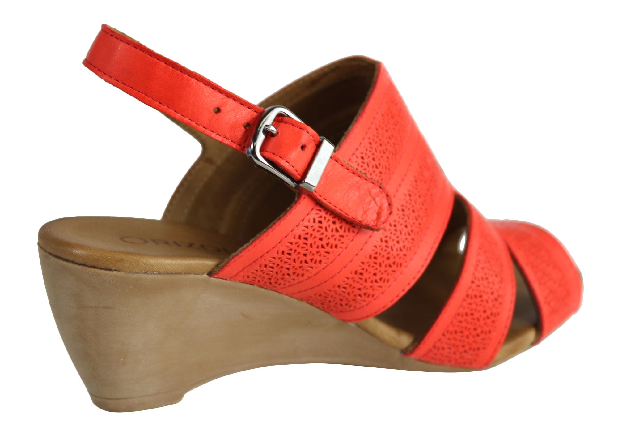 Orizonte Pinta Women's European Leather Comfortable Wedge Sandals - Stylish & Supportive for Summer, Beach, and Casual Outings