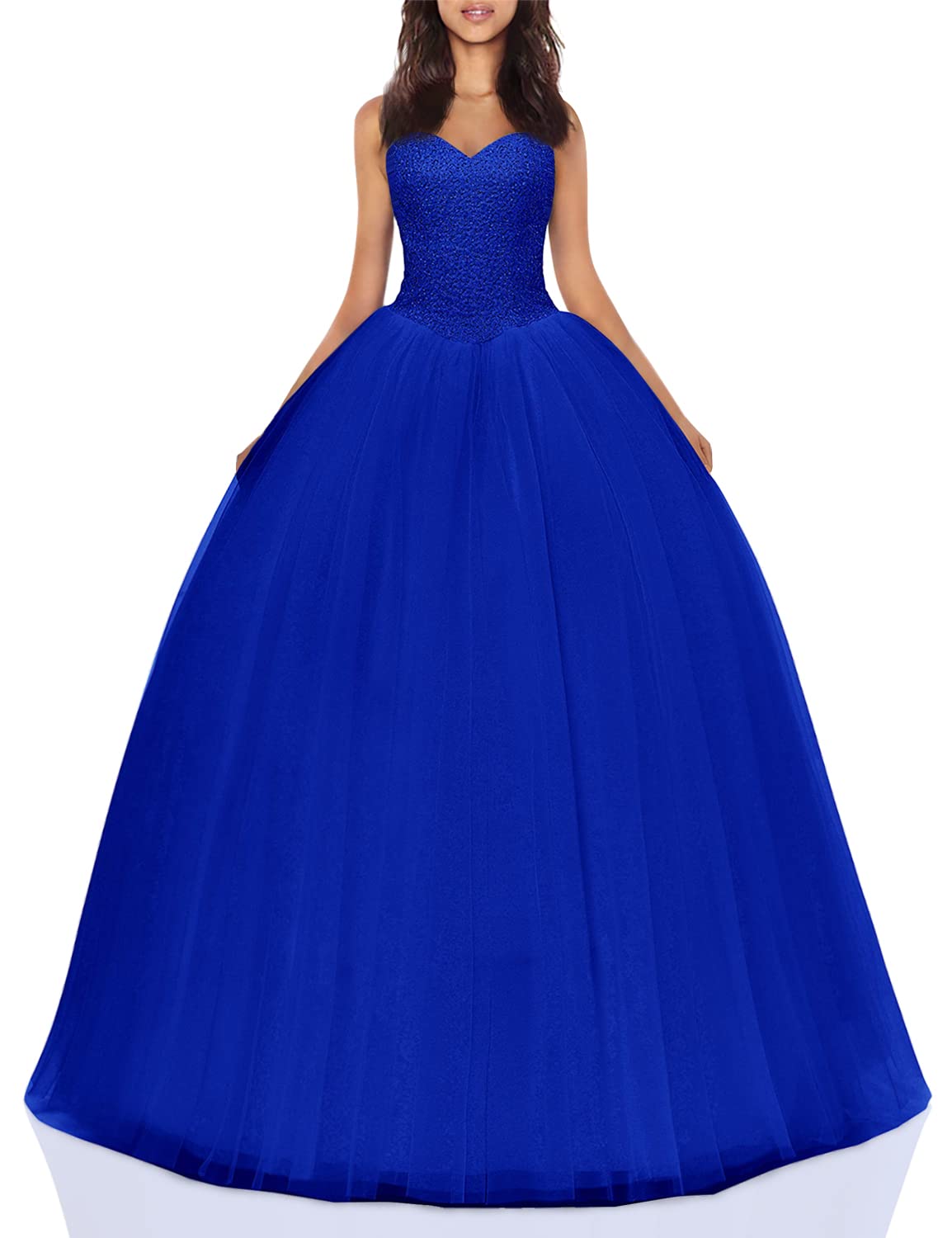 Elegant Women's Ball Gown Bridal Wedding Dress - A-Line Princess Style with Beading & Lace for Prom, Quinceañera, and Formal Occasions