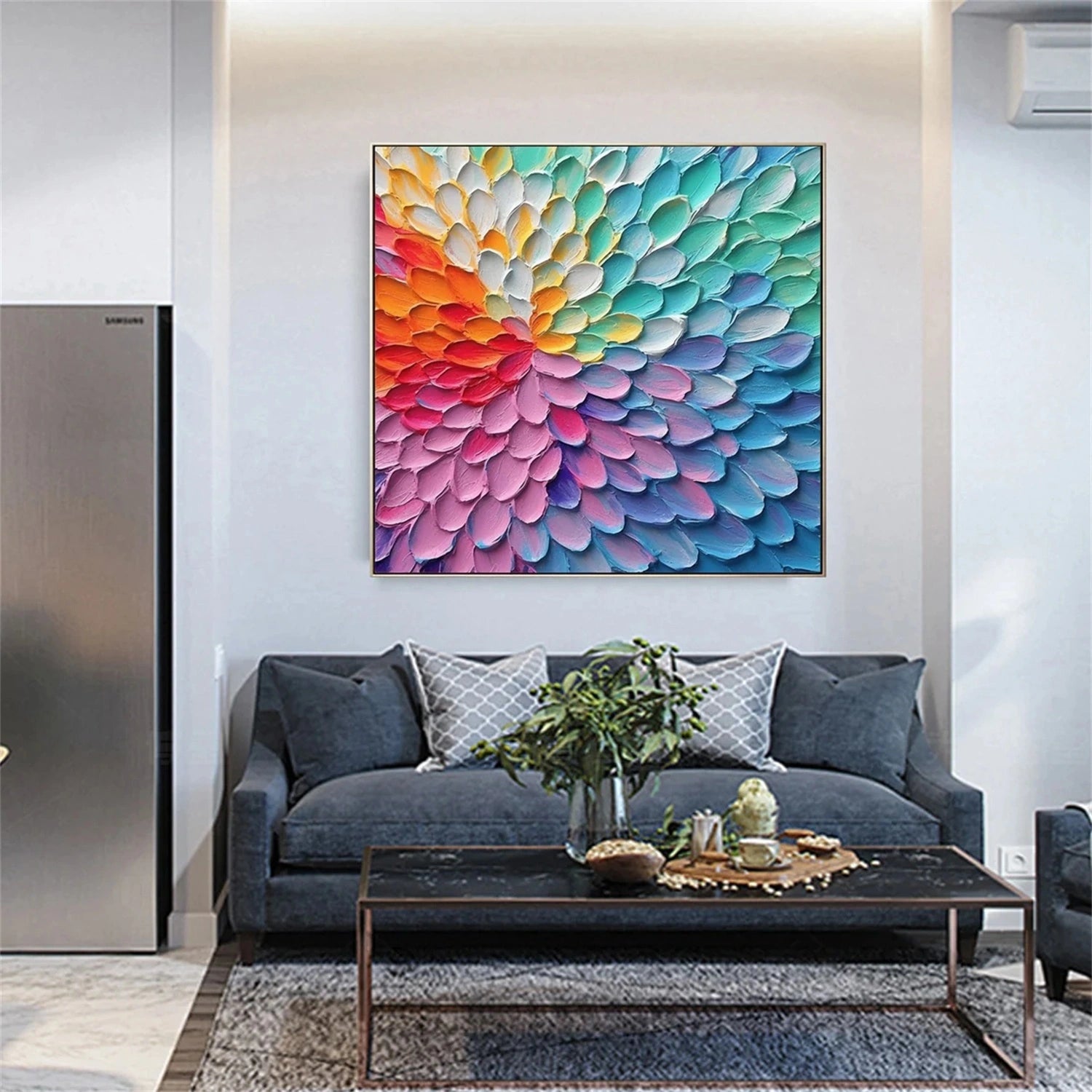 Flower and Tree Painting #FT164 - Handmade Canvas Wall Art for Home & Office Decor - Perfect for Living Room, Bedroom, or Gift
