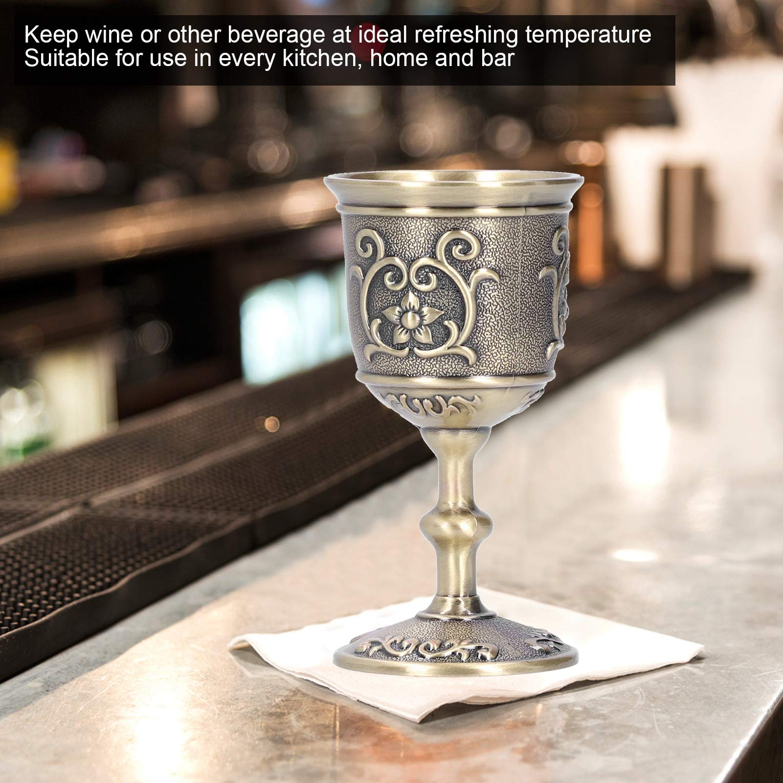 Pokerty9 Chalice Goblet - Exquisite Royal King's Cup for Wine & Whiskey | Decorative Embossed Large Goblet for Milk Drinks & Medieval Themed Parties | Perfect for Weddings, Renaissance Fairs & Home Decor