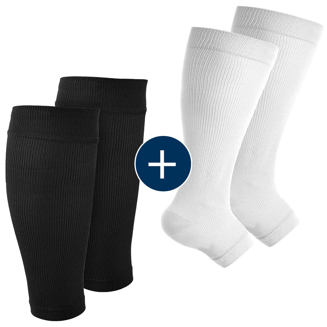 Pembrook Plus Size Compression Toeless Socks & Sleeves Bundle for Women - 3-Pack Breathable Foot & Leg Support for Nurses, Athletes, Travel - Improve Circulation & Reduce Swelling