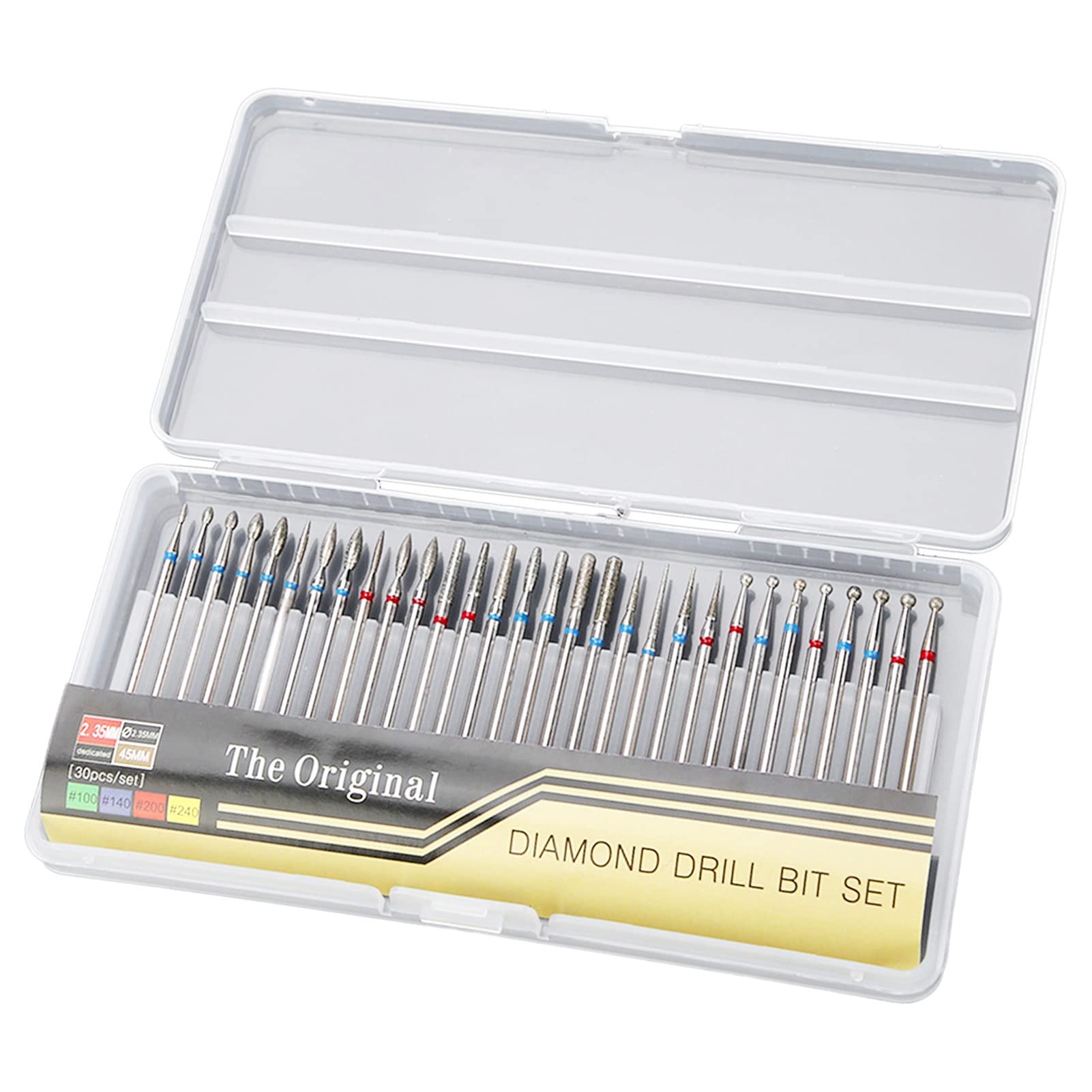 ANKROYU 30 Pcs Diamond Coated Nail Drill Bits Set - Professional Electric Rotary Nail File for Manicure & Pedicure, Grinding Burrs for Cuticle & Dead Skin Removal - Perfect for Salon & Home Nail Care