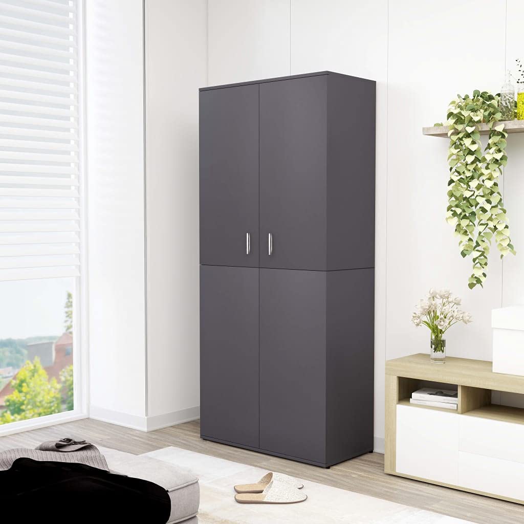31.5 Inch Shoe Storage Cabinet - Entryway Shoe Organizer with Doors, Multi-Layer Shoe Rack for Home & Office, Space Saving Furniture (Grey) - Perfect for Small Apartments, Mudrooms & Closet Organization